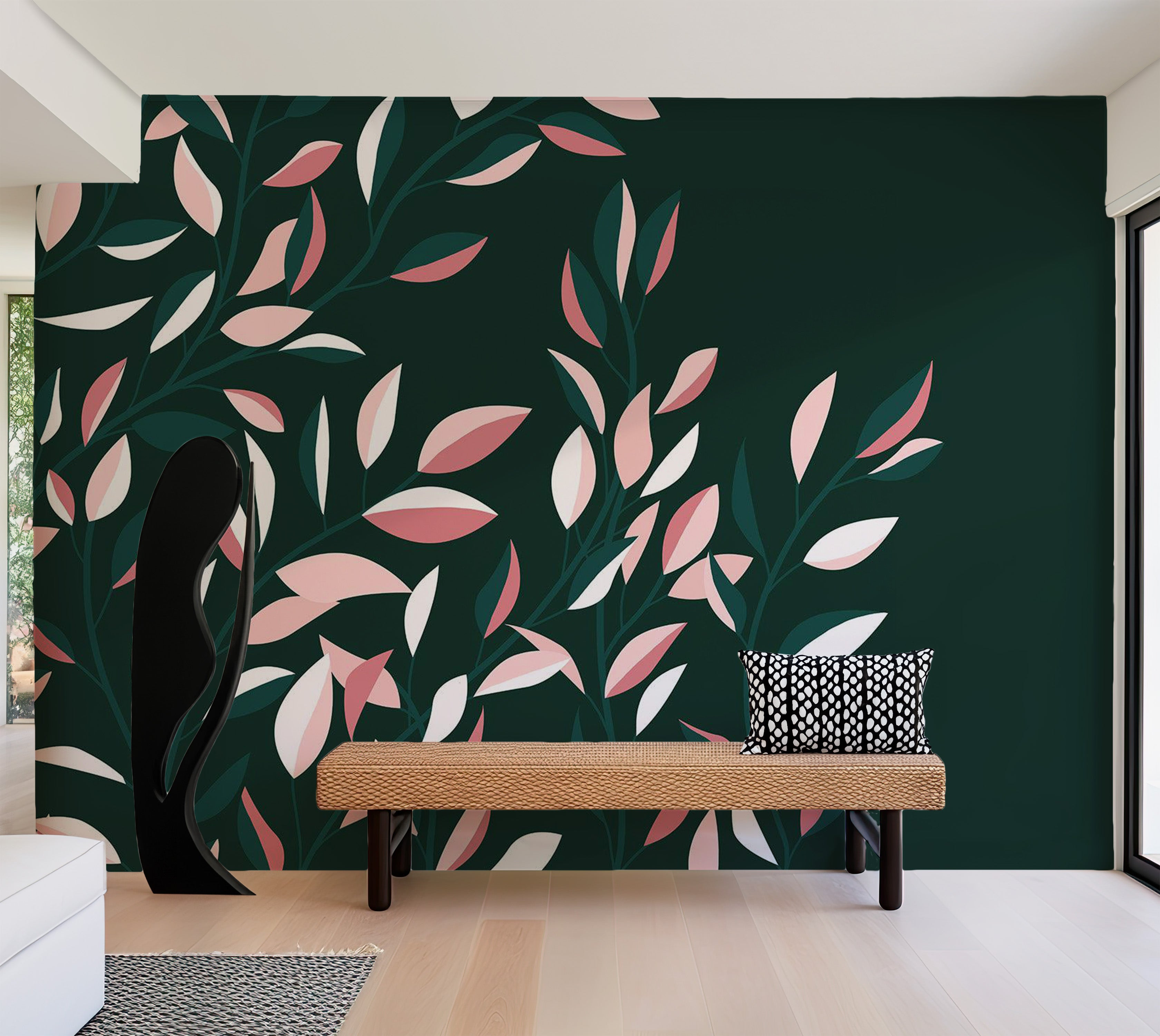 Peel & Stick Botanical Wall Mural - Abstract Flowering Vine 38"Wx27"H