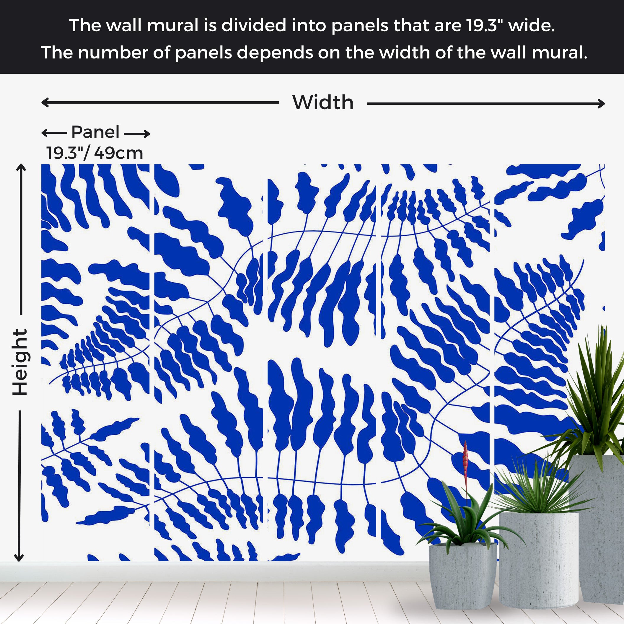 Peel & Stick Botanical Wall Mural - Blue Fern 38"Wx27"H