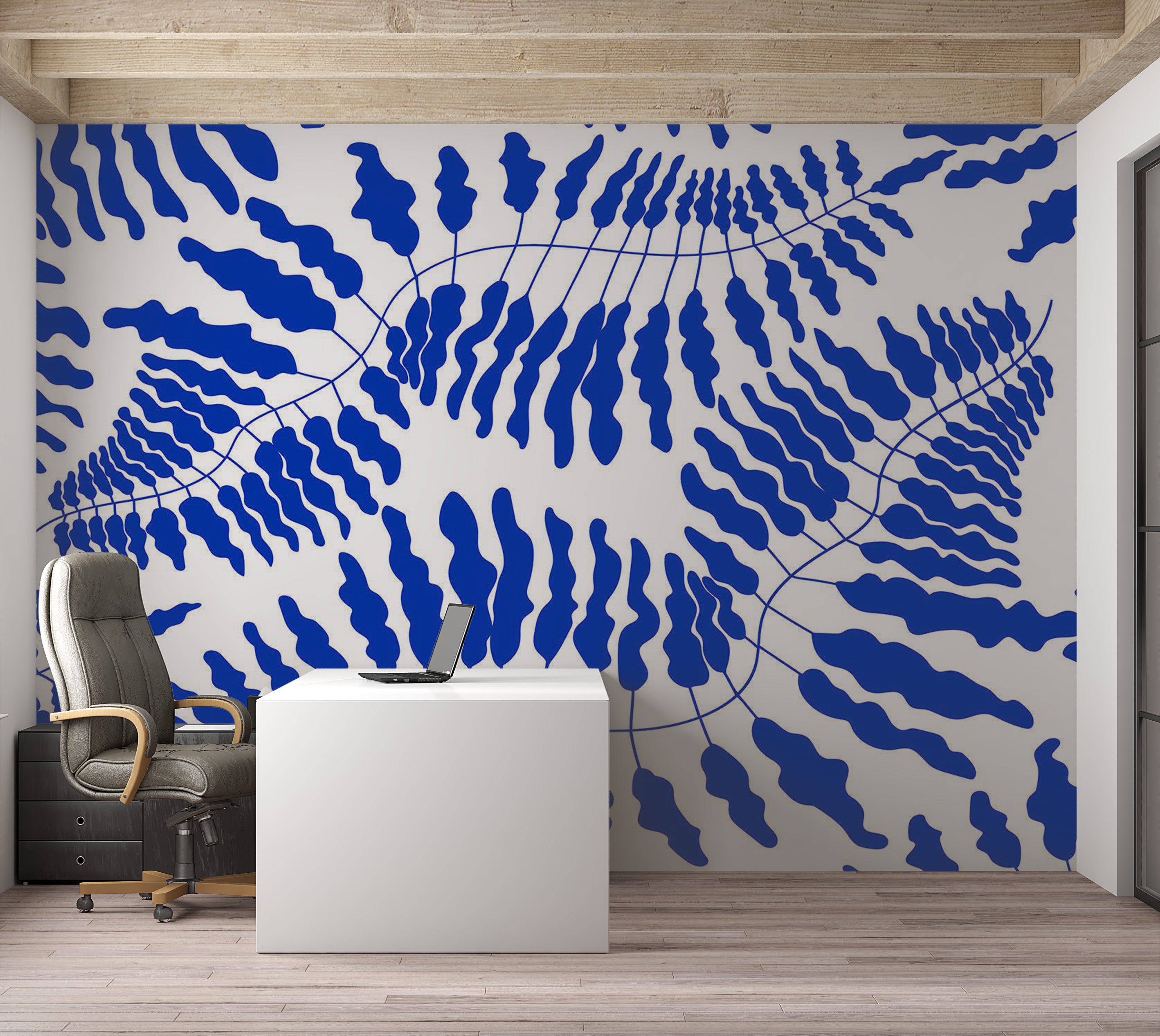 Peel & Stick Botanical Wall Mural - Blue Fern 38"Wx27"H