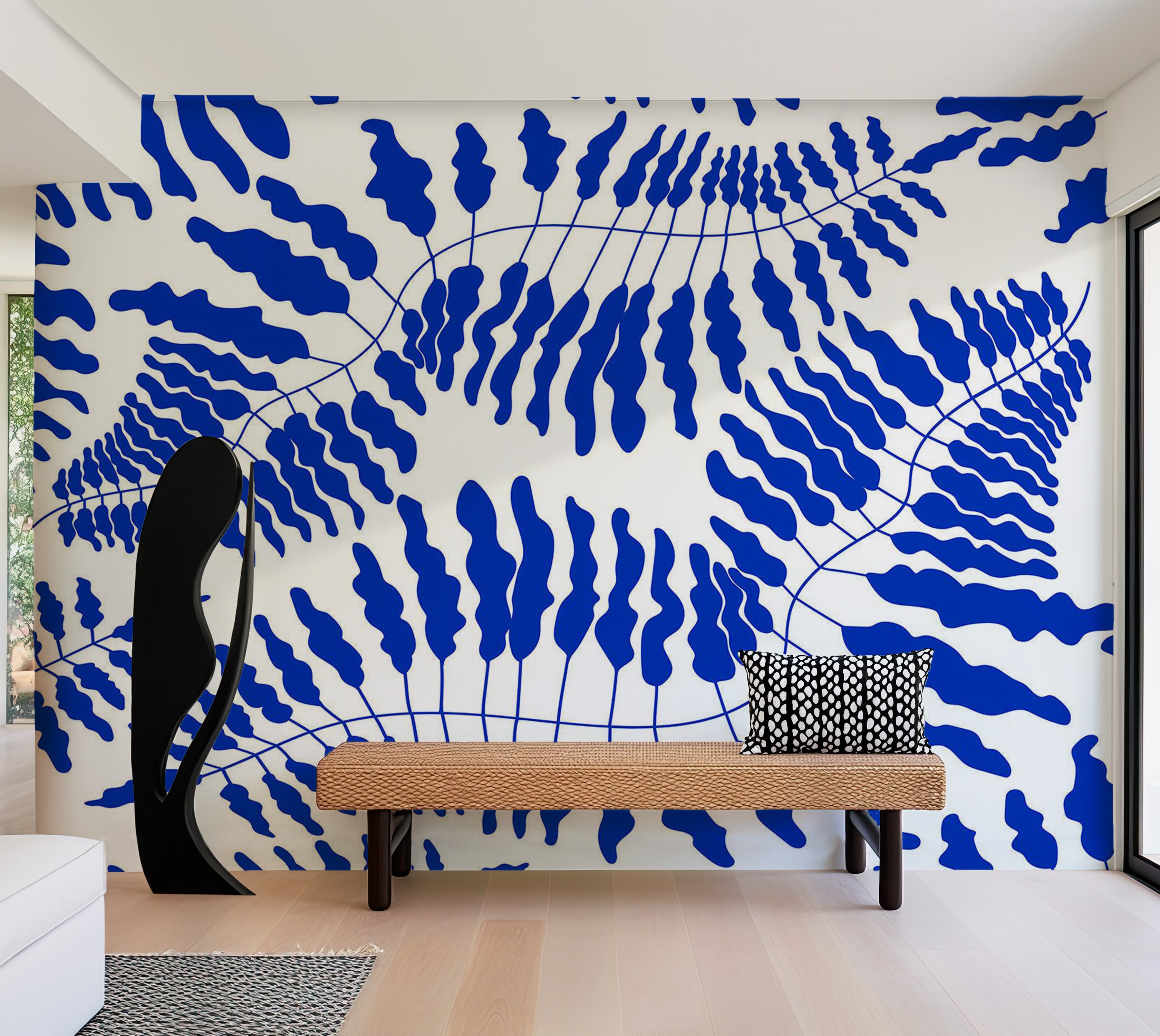 Peel & Stick Botanical Wall Mural - Blue Fern 38"Wx27"H