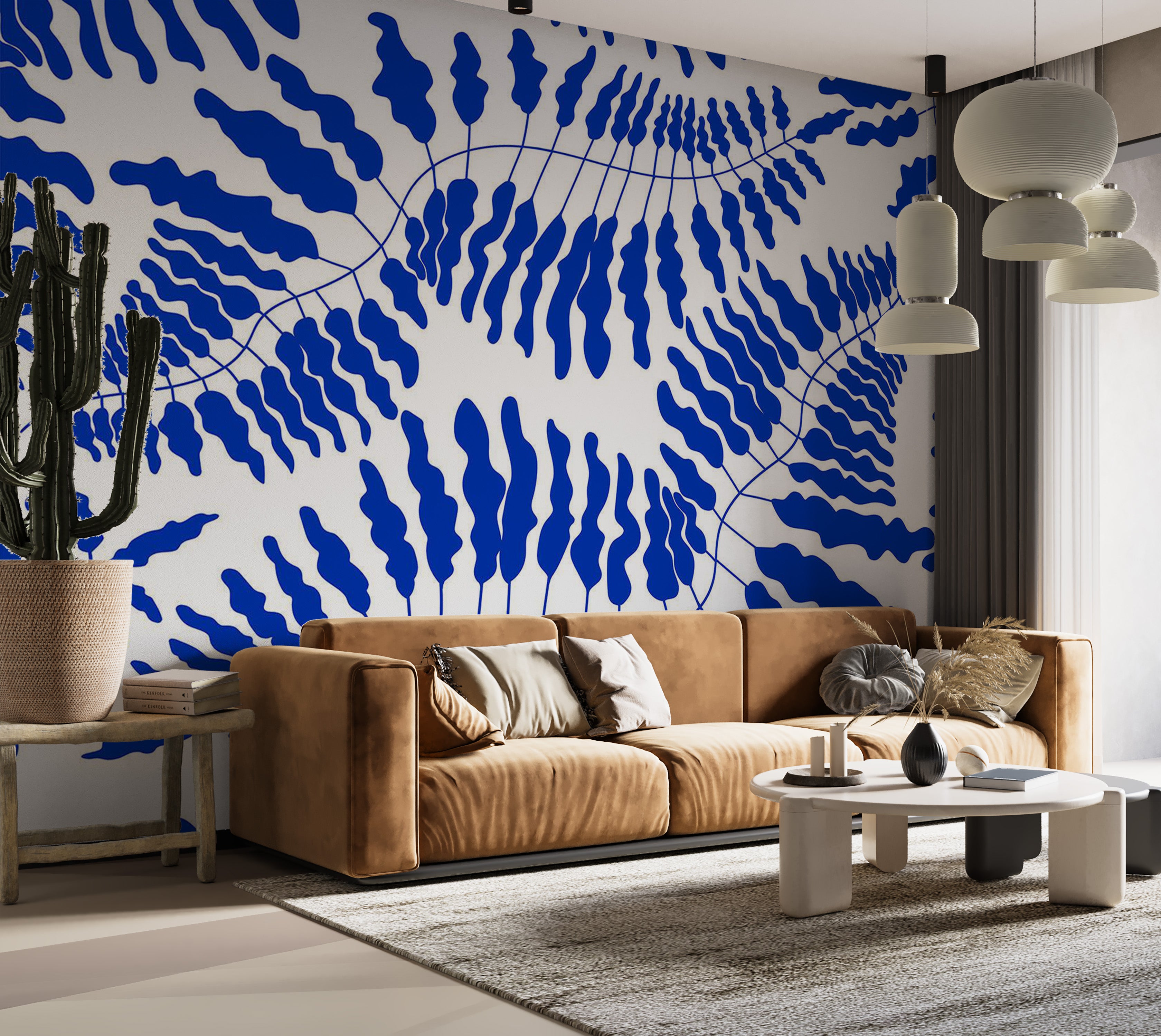 Peel & Stick Botanical Wall Mural - Blue Fern 38"Wx27"H