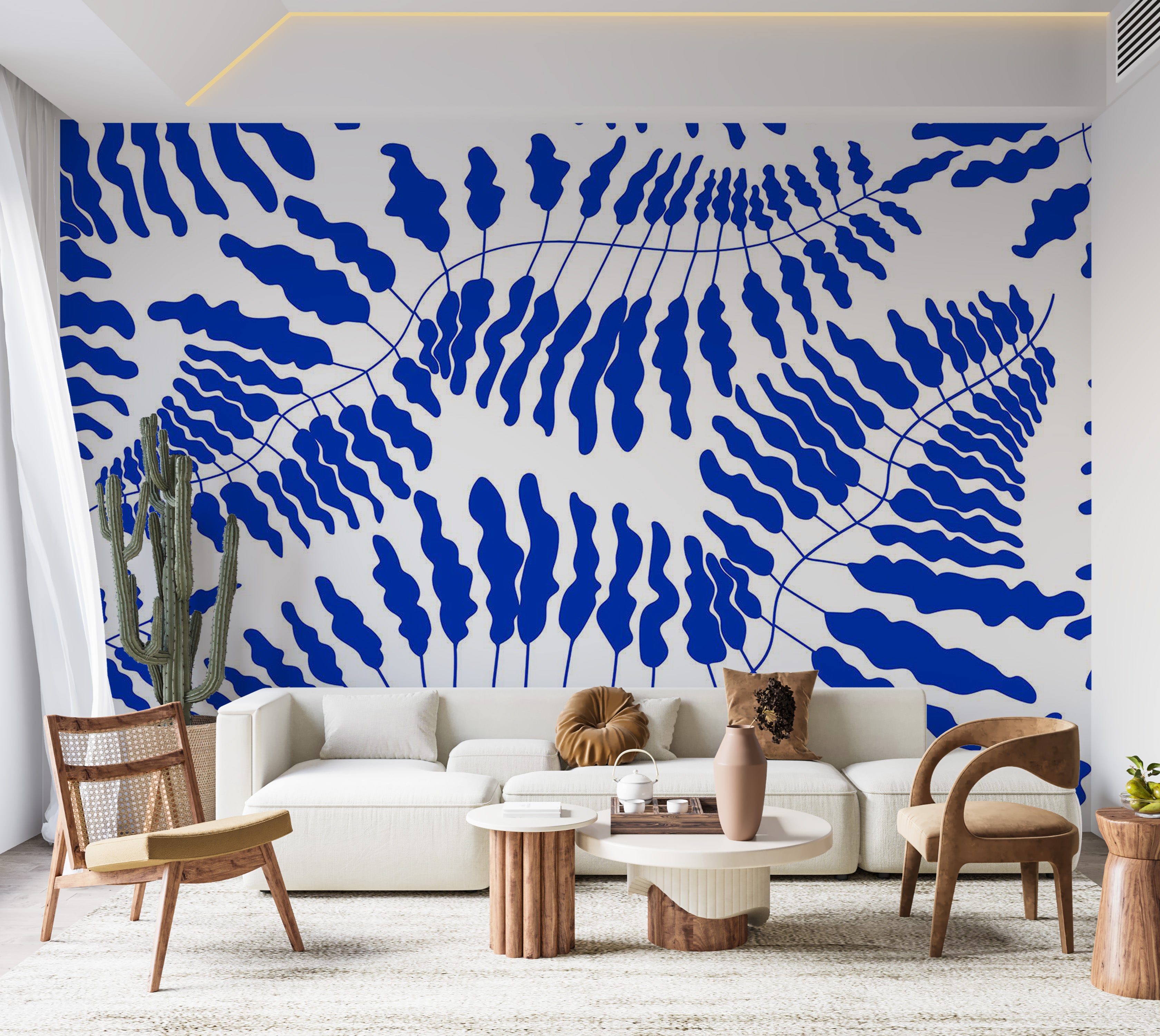 Peel & Stick Botanical Wall Mural - Blue Fern 38"Wx27"H