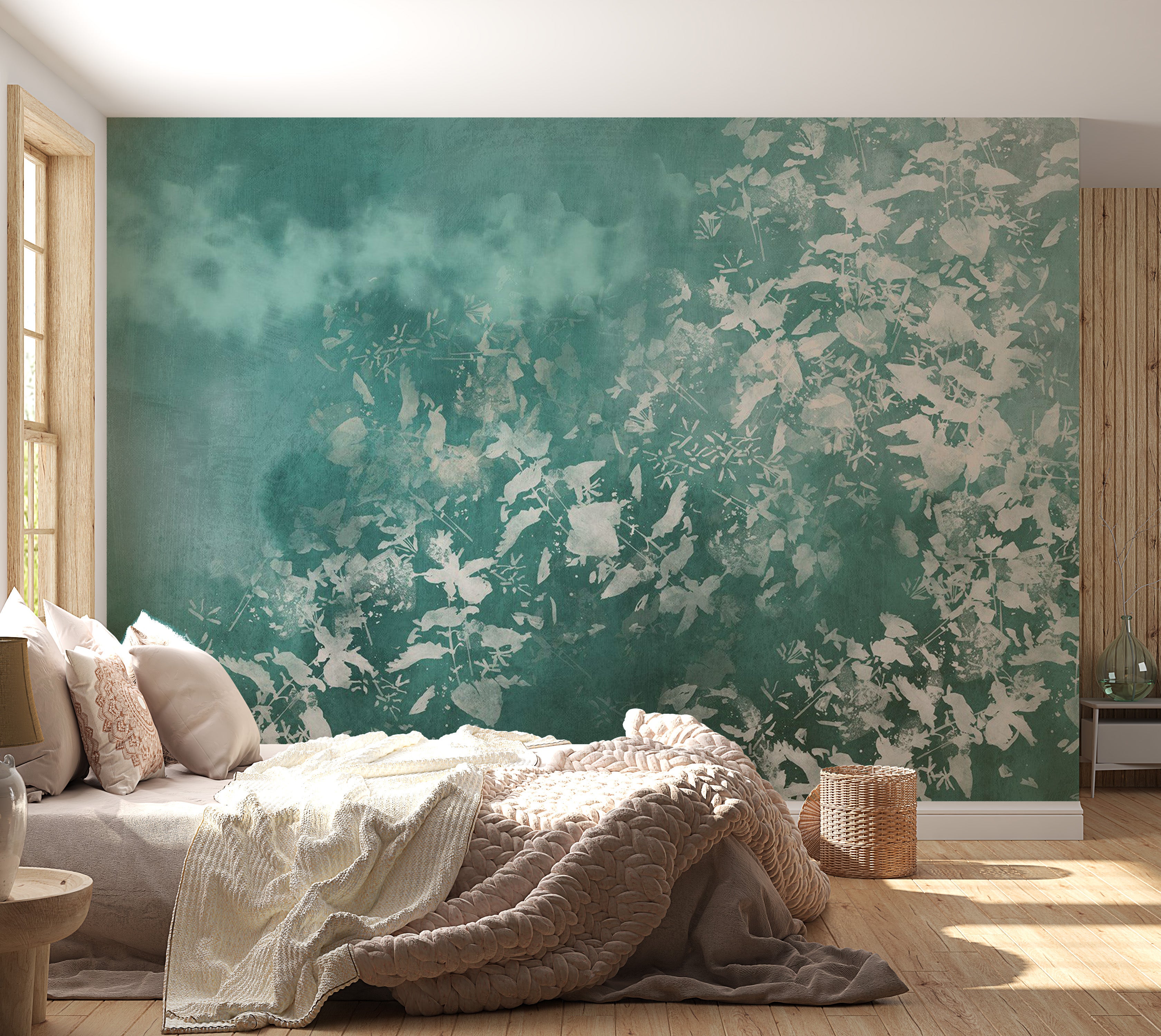 Peel & Stick Botanical Wall Mural - Blue Garden 38"Wx27"H