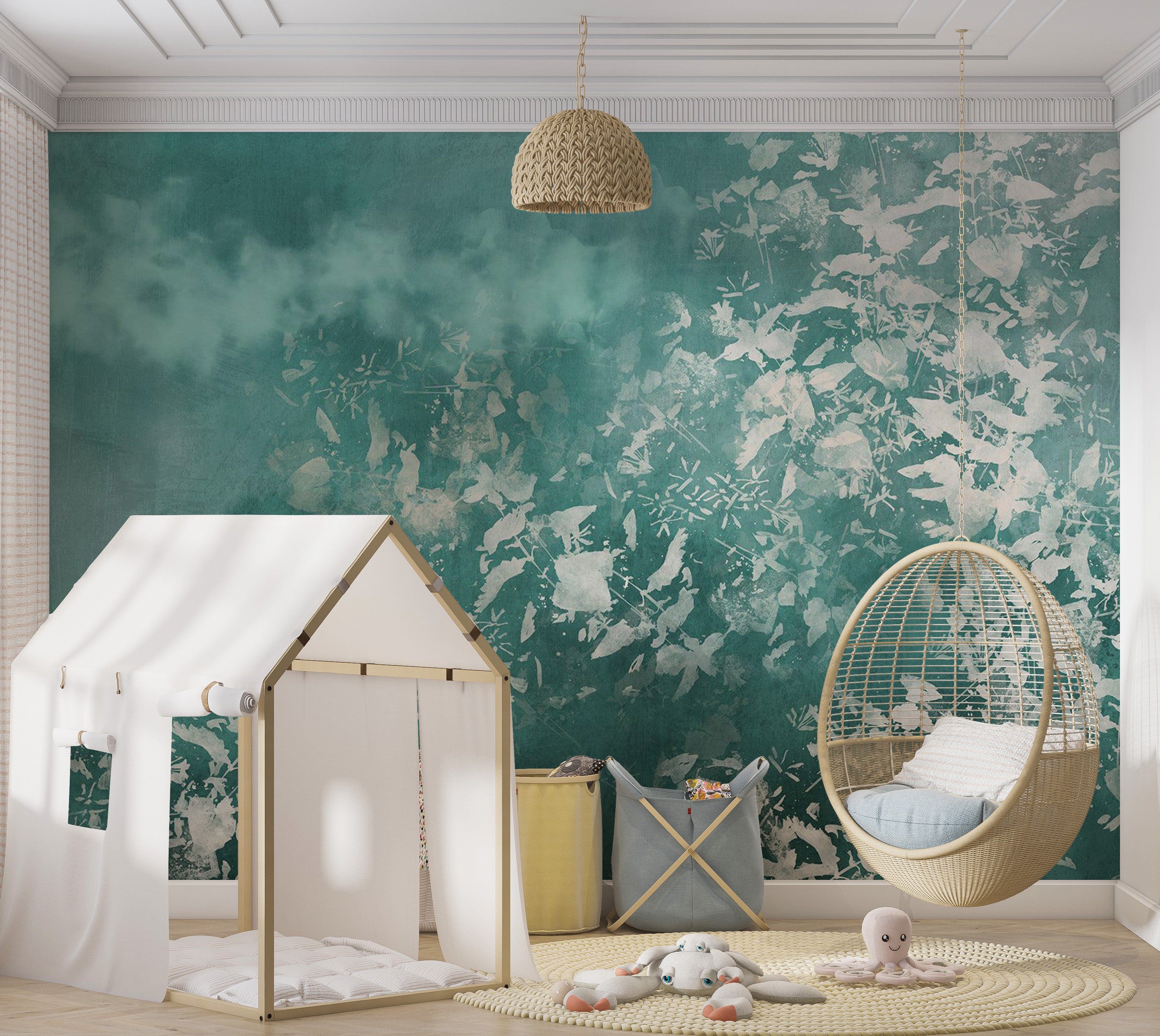 Peel & Stick Botanical Wall Mural - Blue Garden 38"Wx27"H