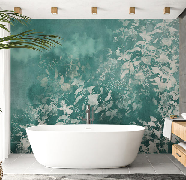 Peel & Stick Botanical Wall Mural - Blue Garden 38"Wx27"H