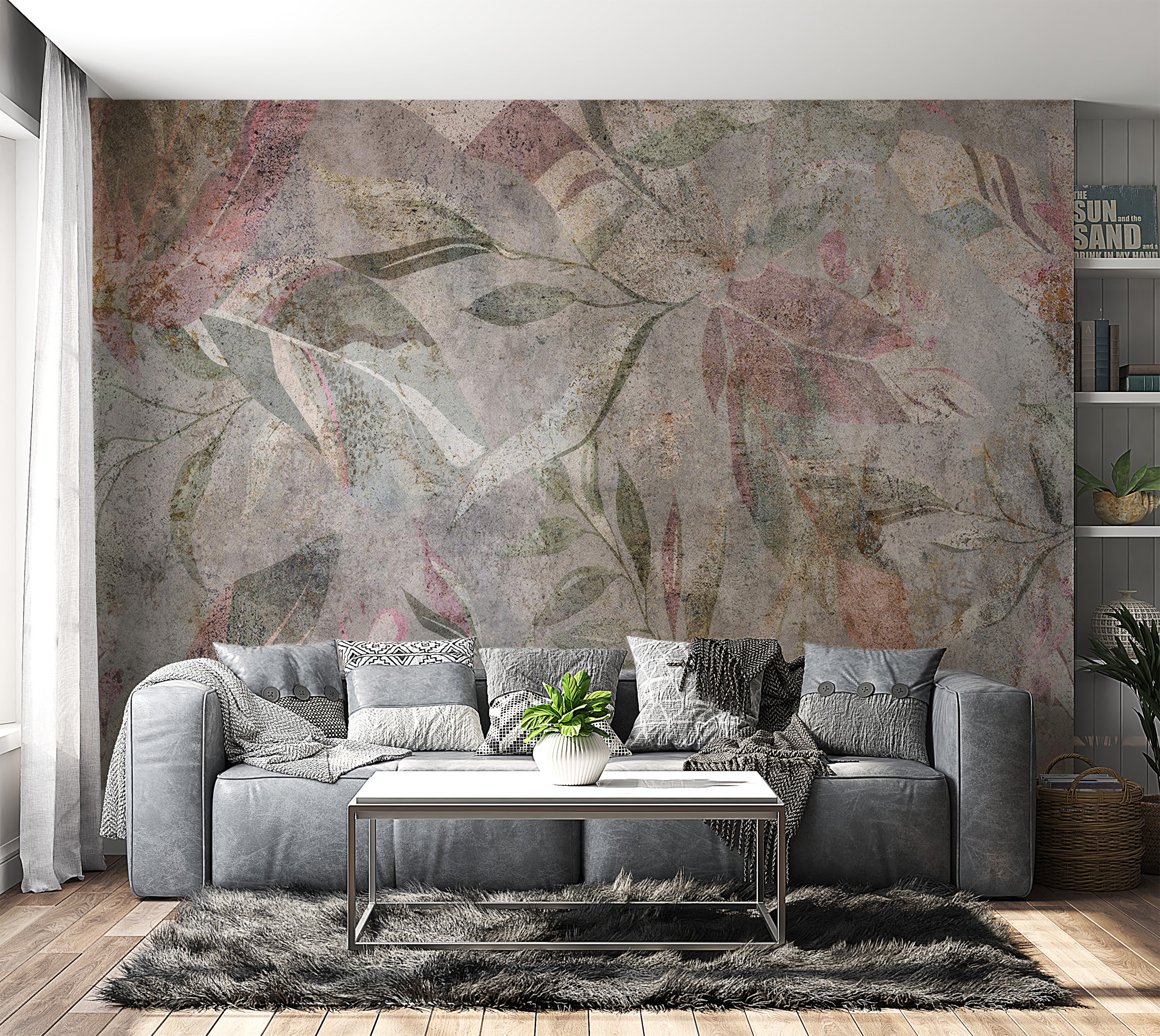 Peel & Stick Botanical Wall Mural - Colors of Venetian Frescoes 38"Wx27"H
