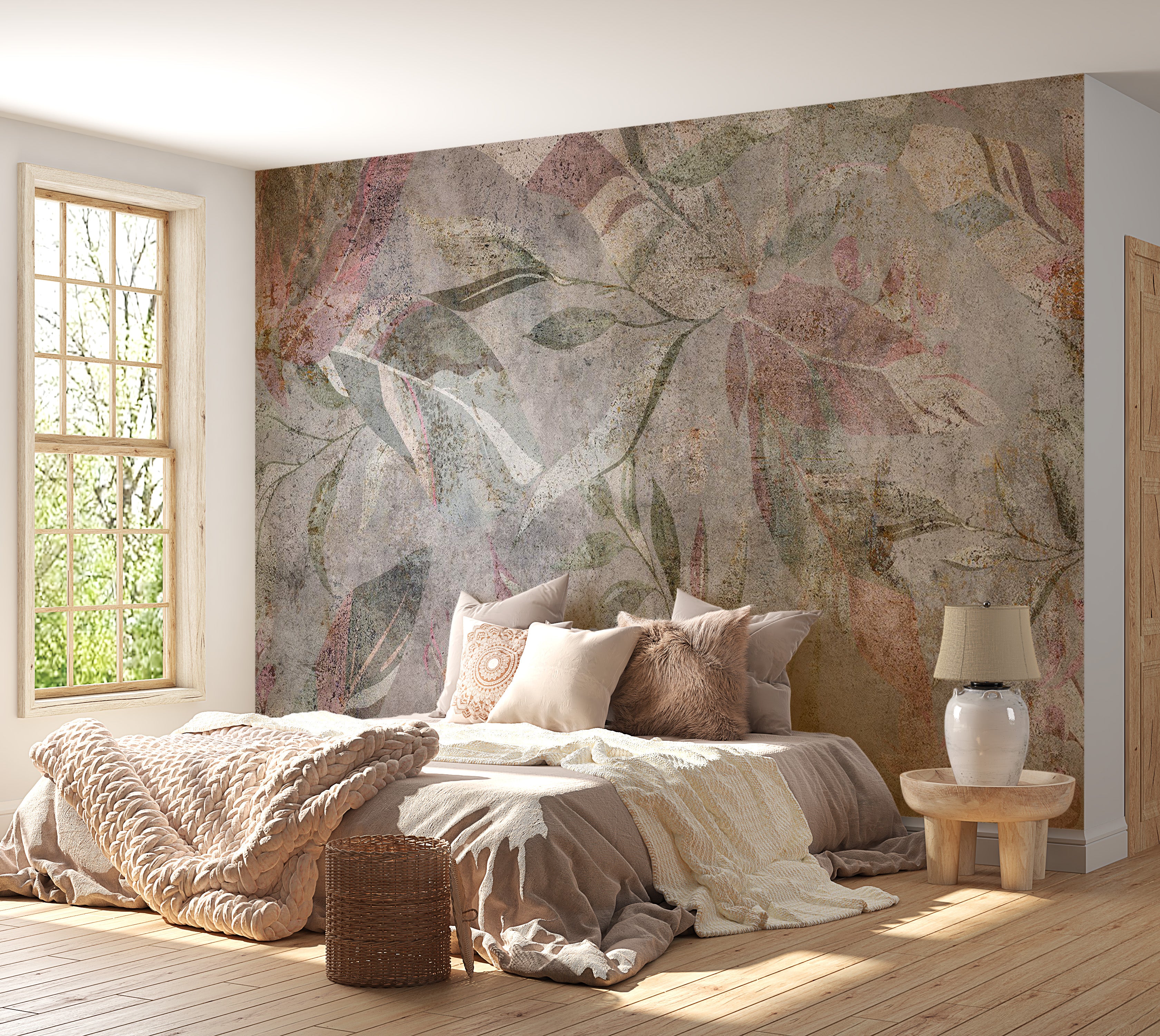 Peel & Stick Botanical Wall Mural - Colors of Venetian Frescoes 38"Wx27"H