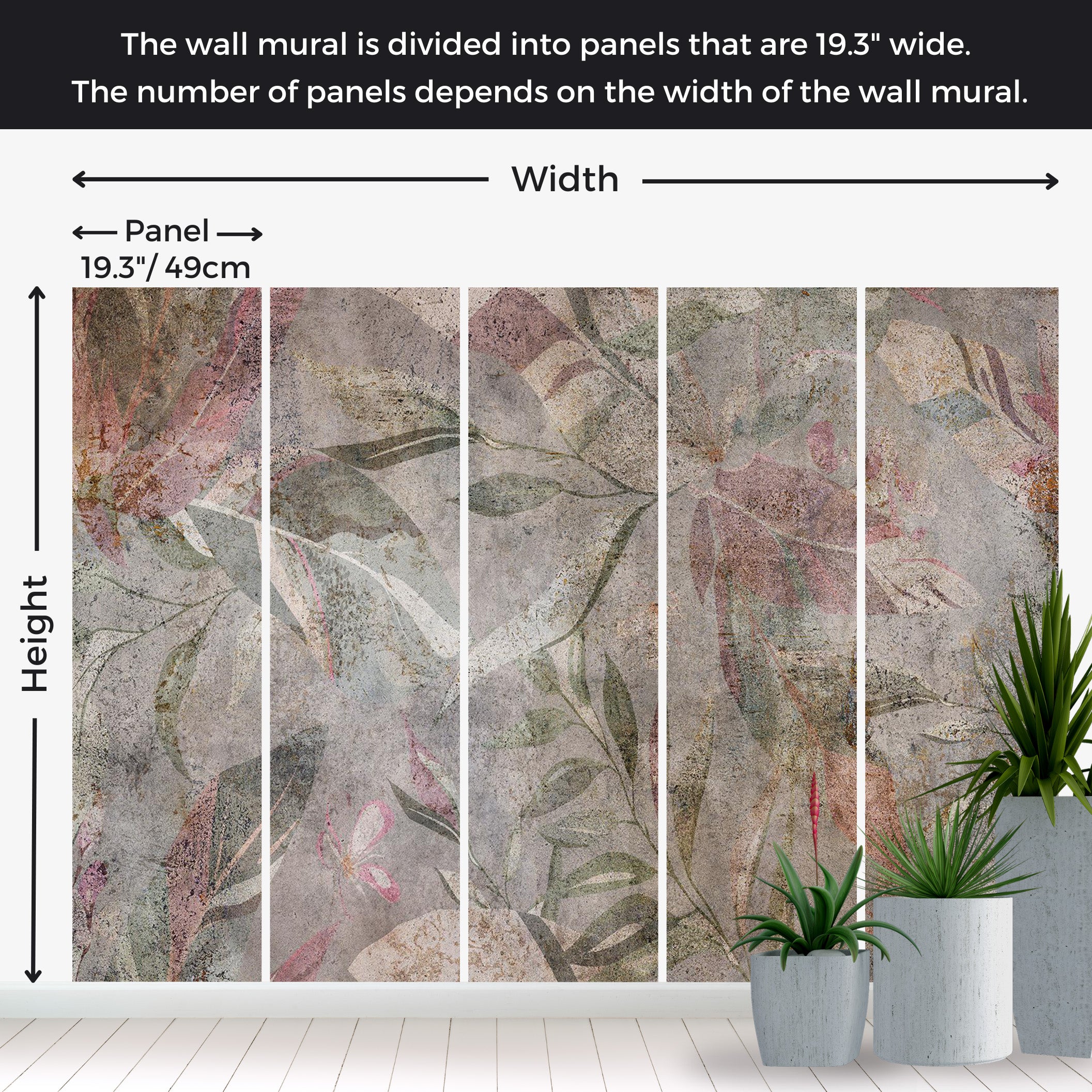 Peel & Stick Botanical Wall Mural - Colors of Venetian Frescoes 38"Wx27"H