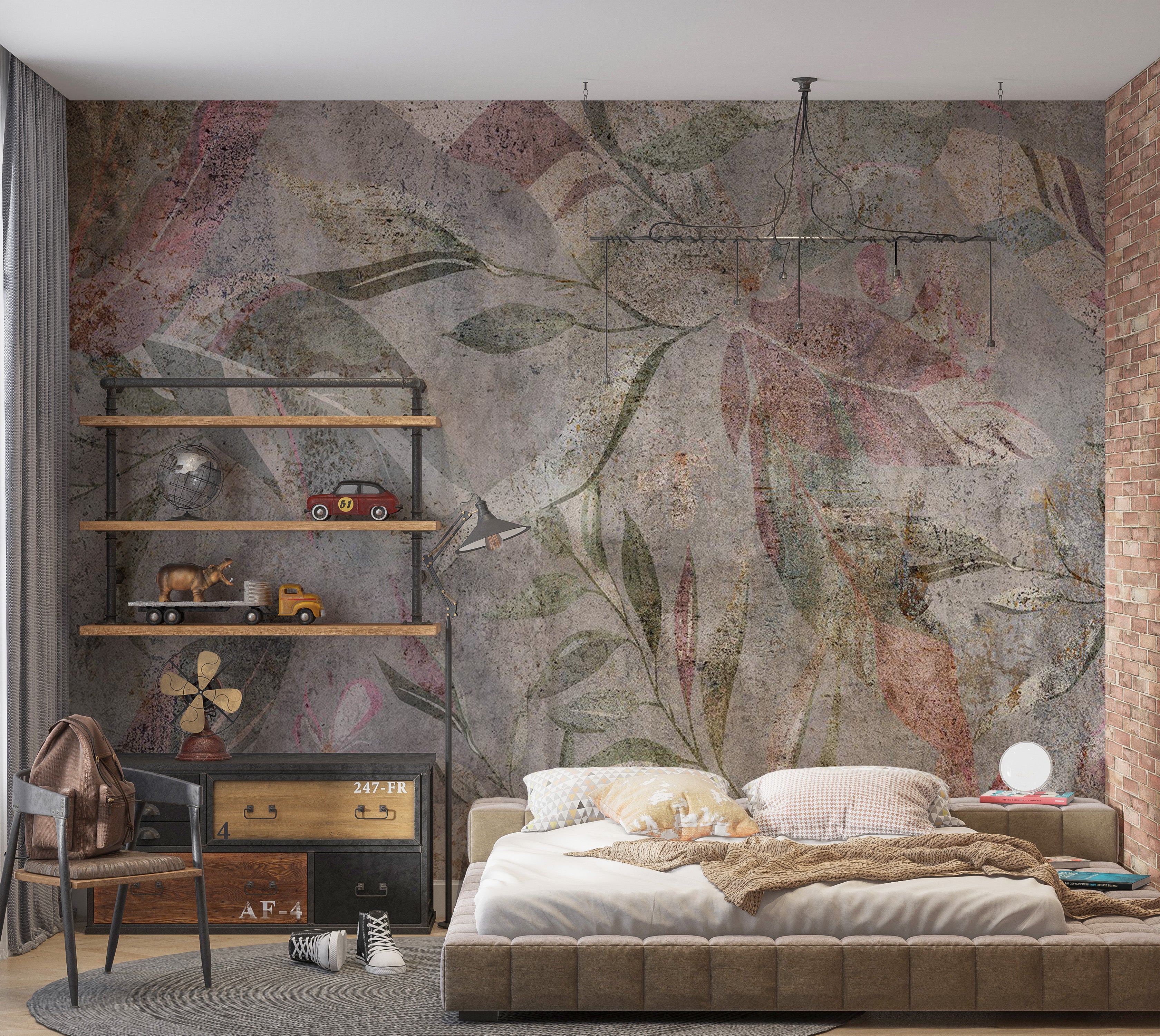 Peel & Stick Botanical Wall Mural - Colors of Venetian Frescoes 38"Wx27"H