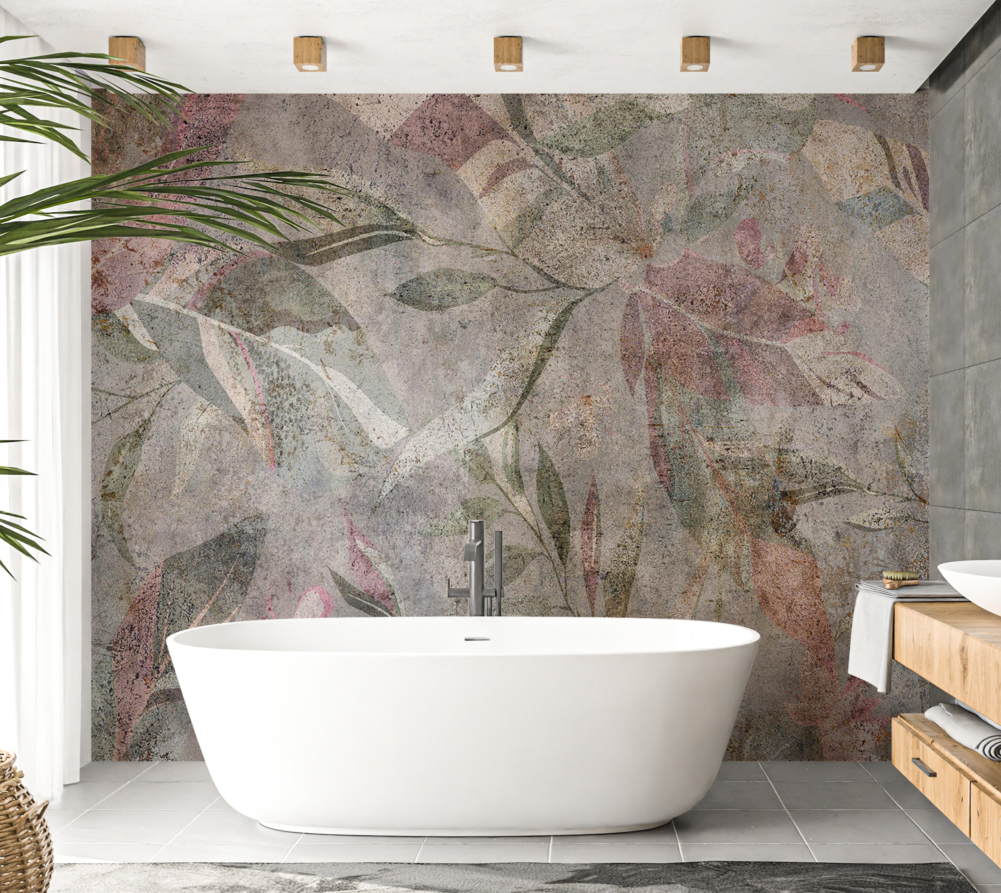 Peel & Stick Botanical Wall Mural - Colors of Venetian Frescoes 38"Wx27"H