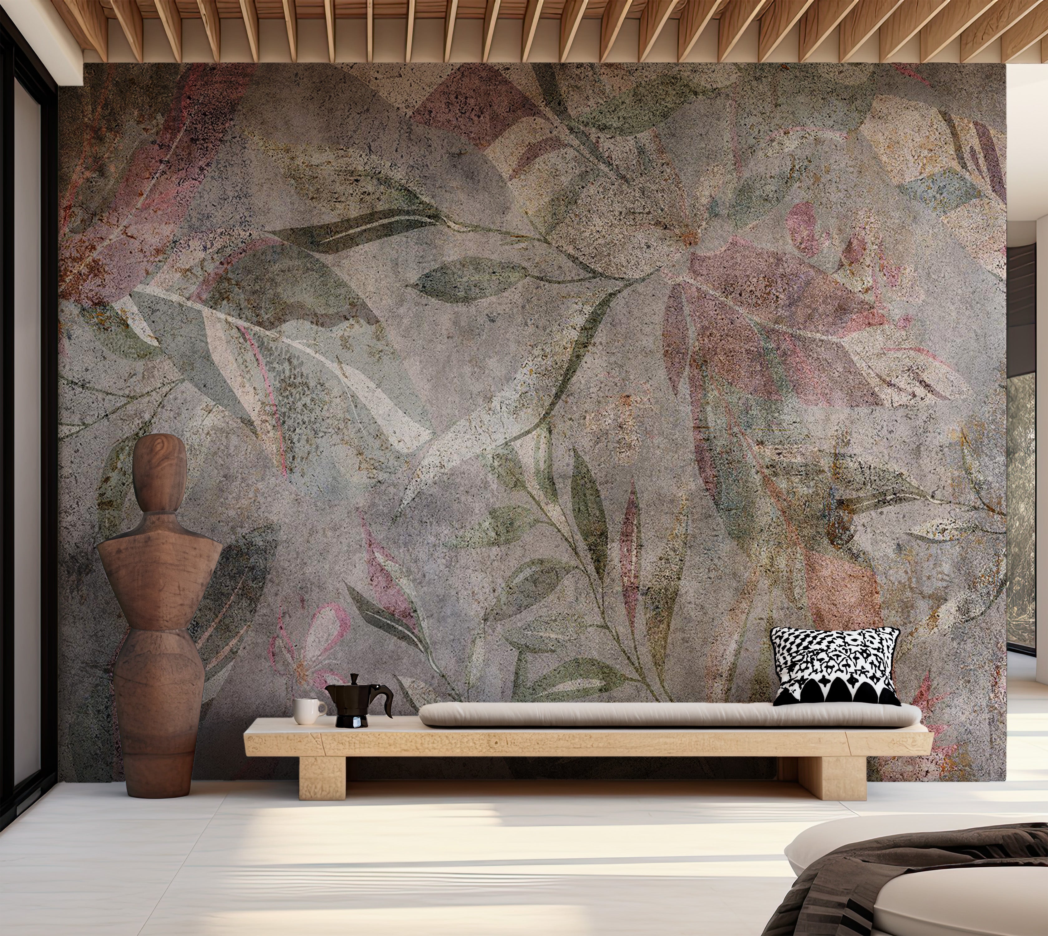 Peel & Stick Botanical Wall Mural - Colors of Venetian Frescoes 38"Wx27"H