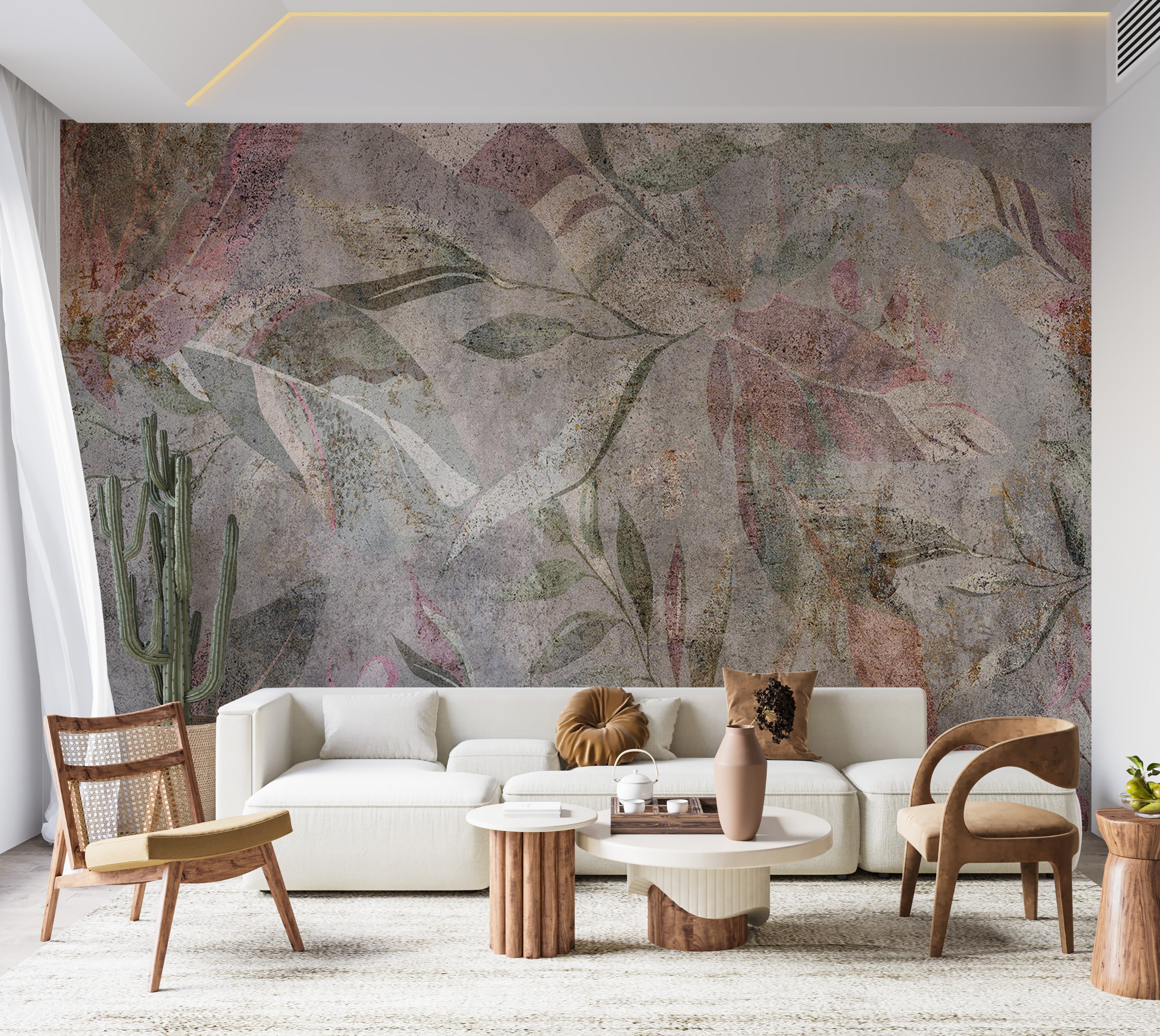 Peel & Stick Botanical Wall Mural - Colors of Venetian Frescoes 38"Wx27"H