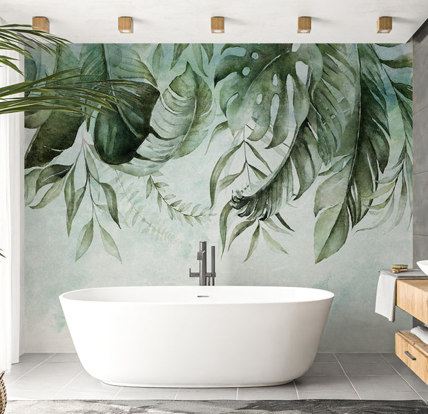 Peel & Stick Botanical Wall Mural - Green Jungle Story 38"Wx27"H