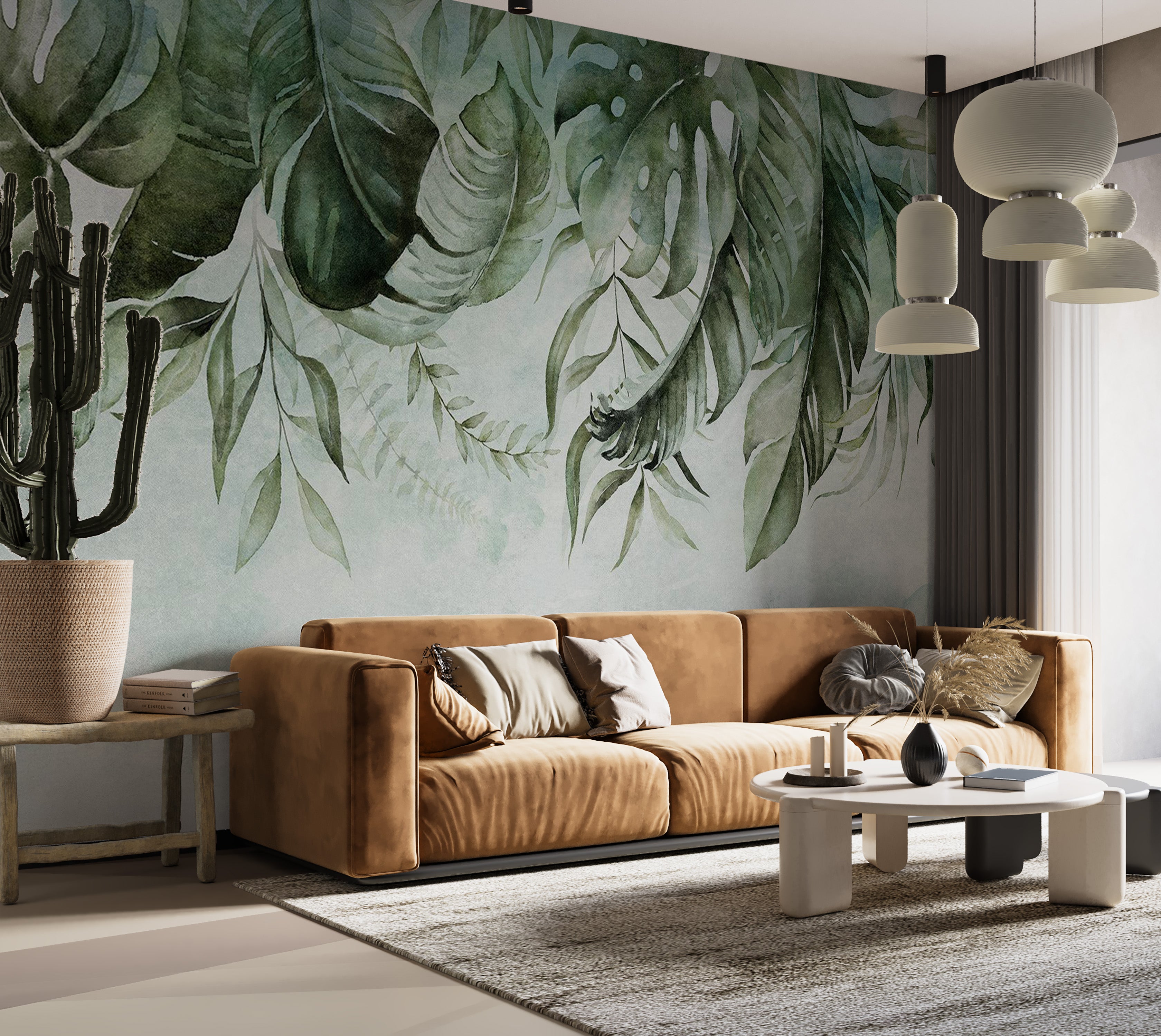 Peel & Stick Botanical Wall Mural - Green Jungle Story 38"Wx27"H