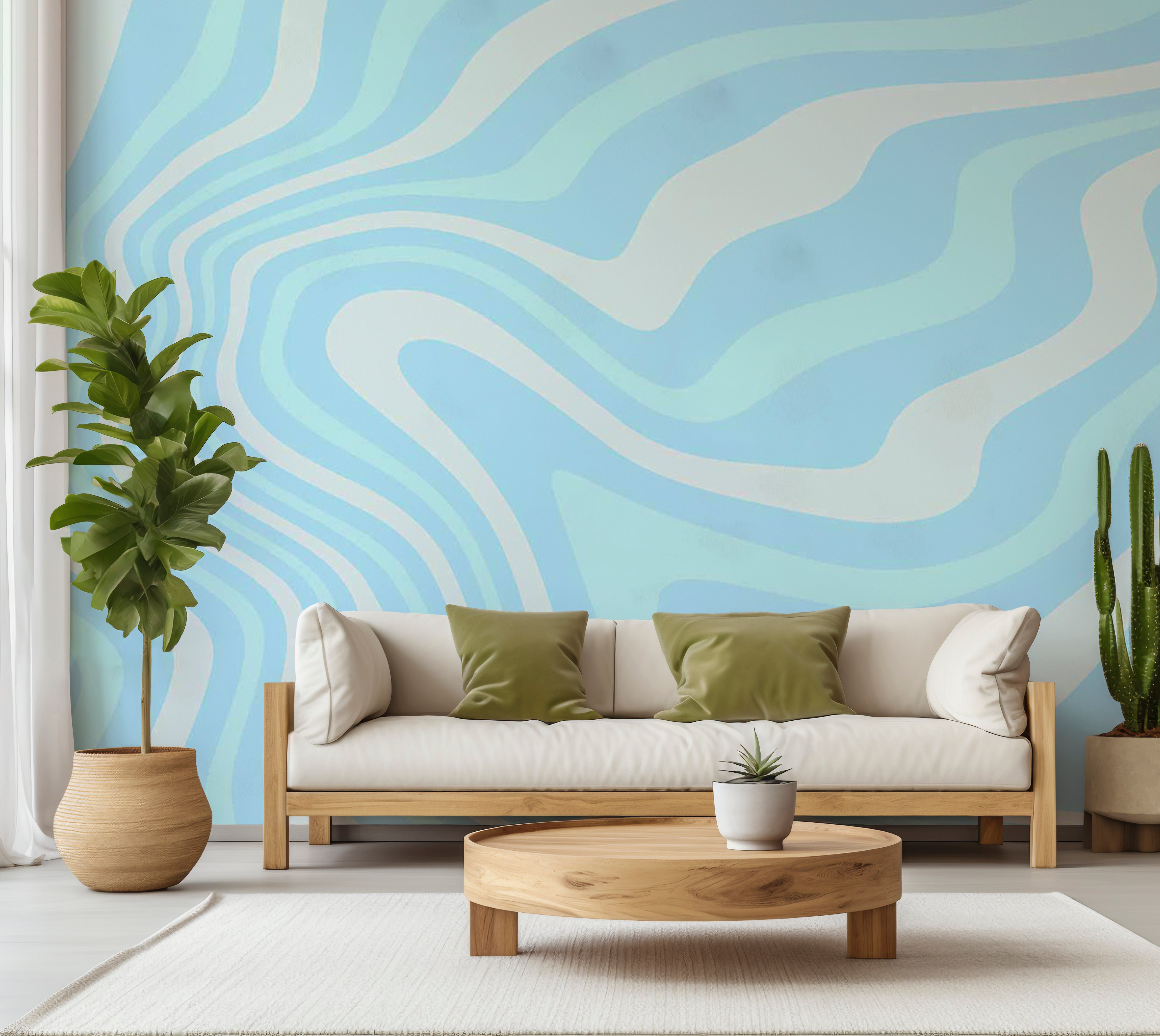 Abstract Wallpaper Wall Mural - Harmonious Abstract Waves 39"Wx27"H / Standard