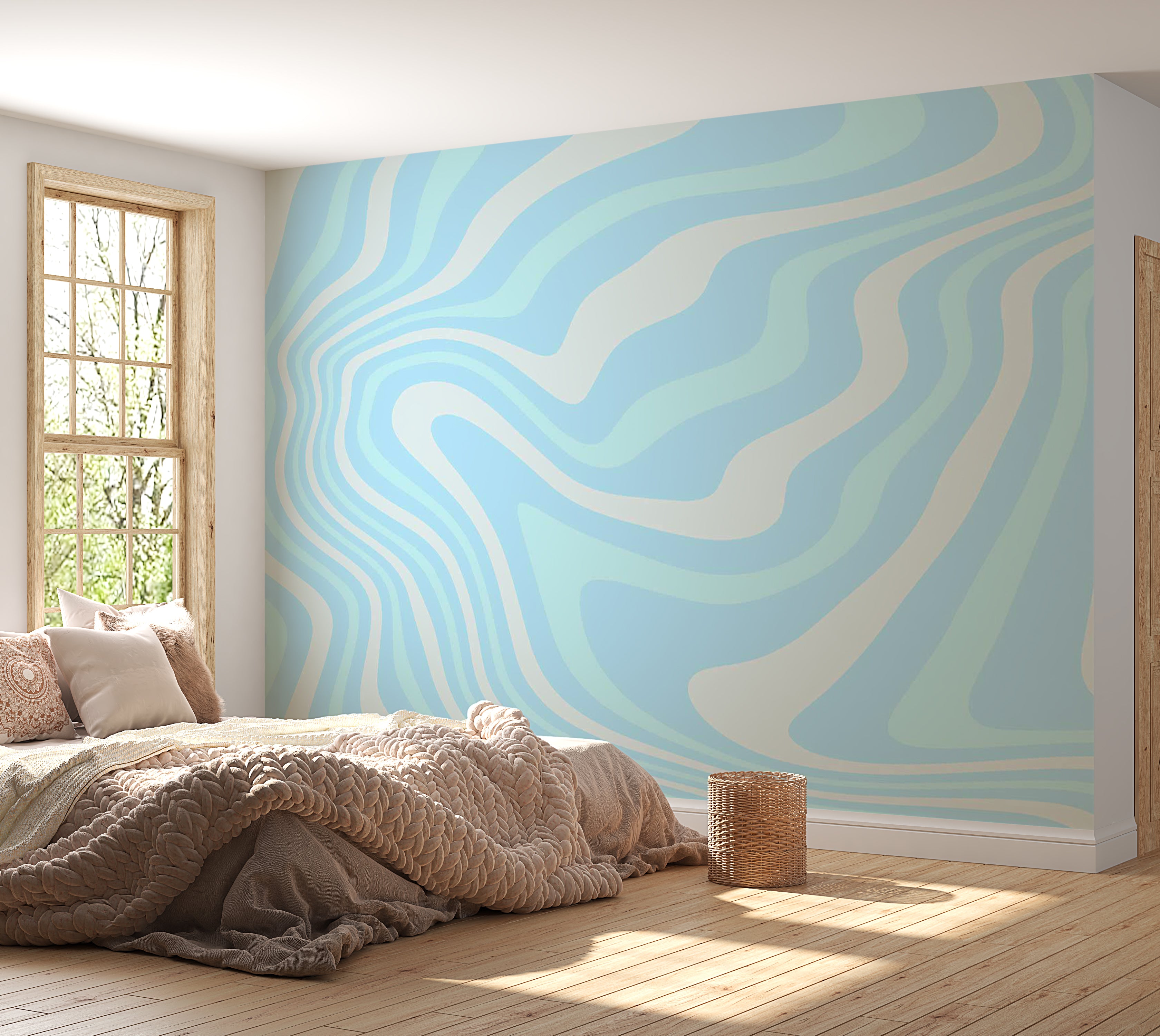 Abstract Wallpaper Wall Mural - Harmonious Abstract Waves 39"Wx27"H / Standard