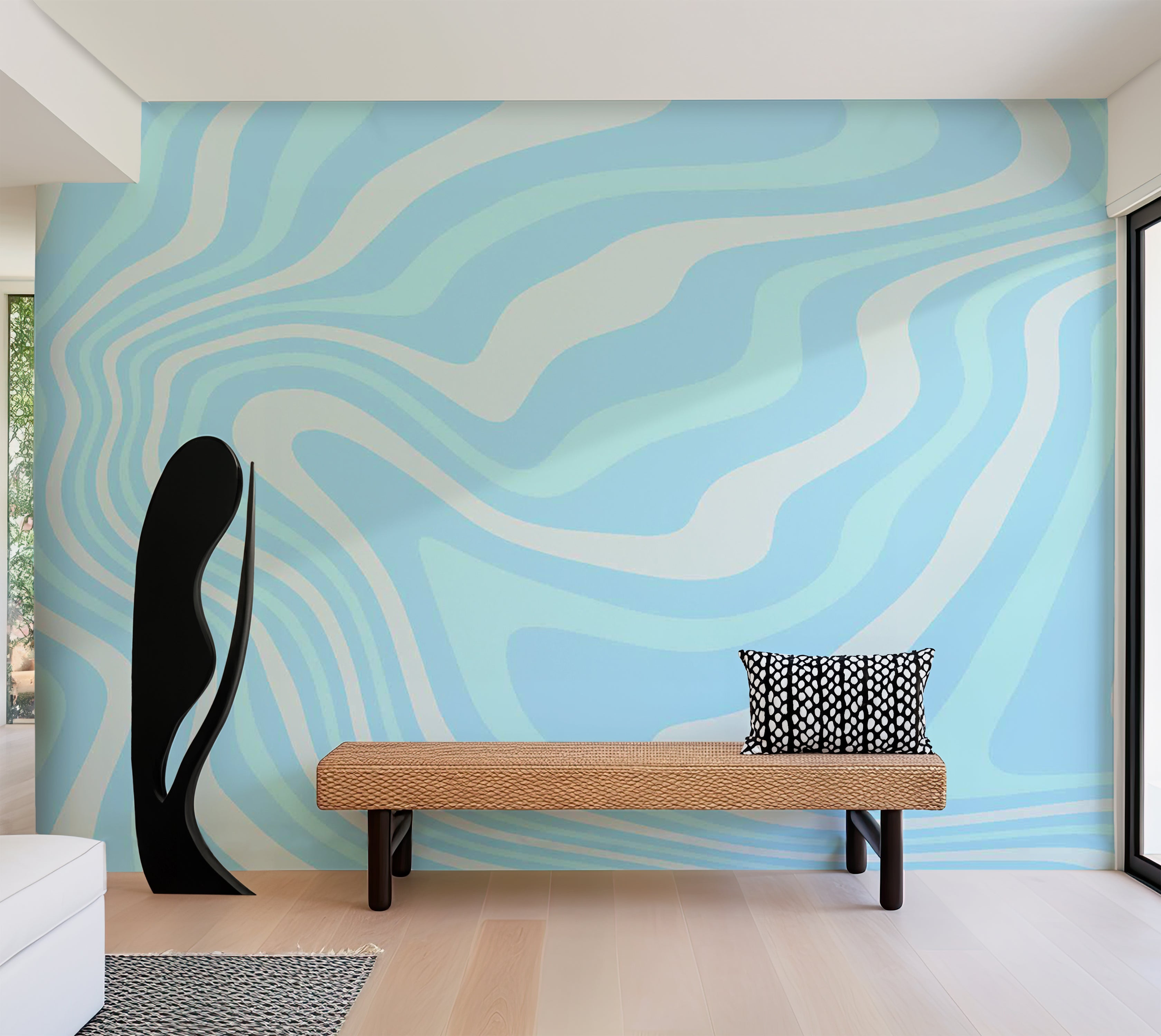 Abstract Wallpaper Wall Mural - Harmonious Abstract Waves 39"Wx27"H / Standard