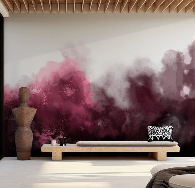 Abstract Wallpaper Wall Mural - Watercolor Variation Red 39"Wx27"H / Standard