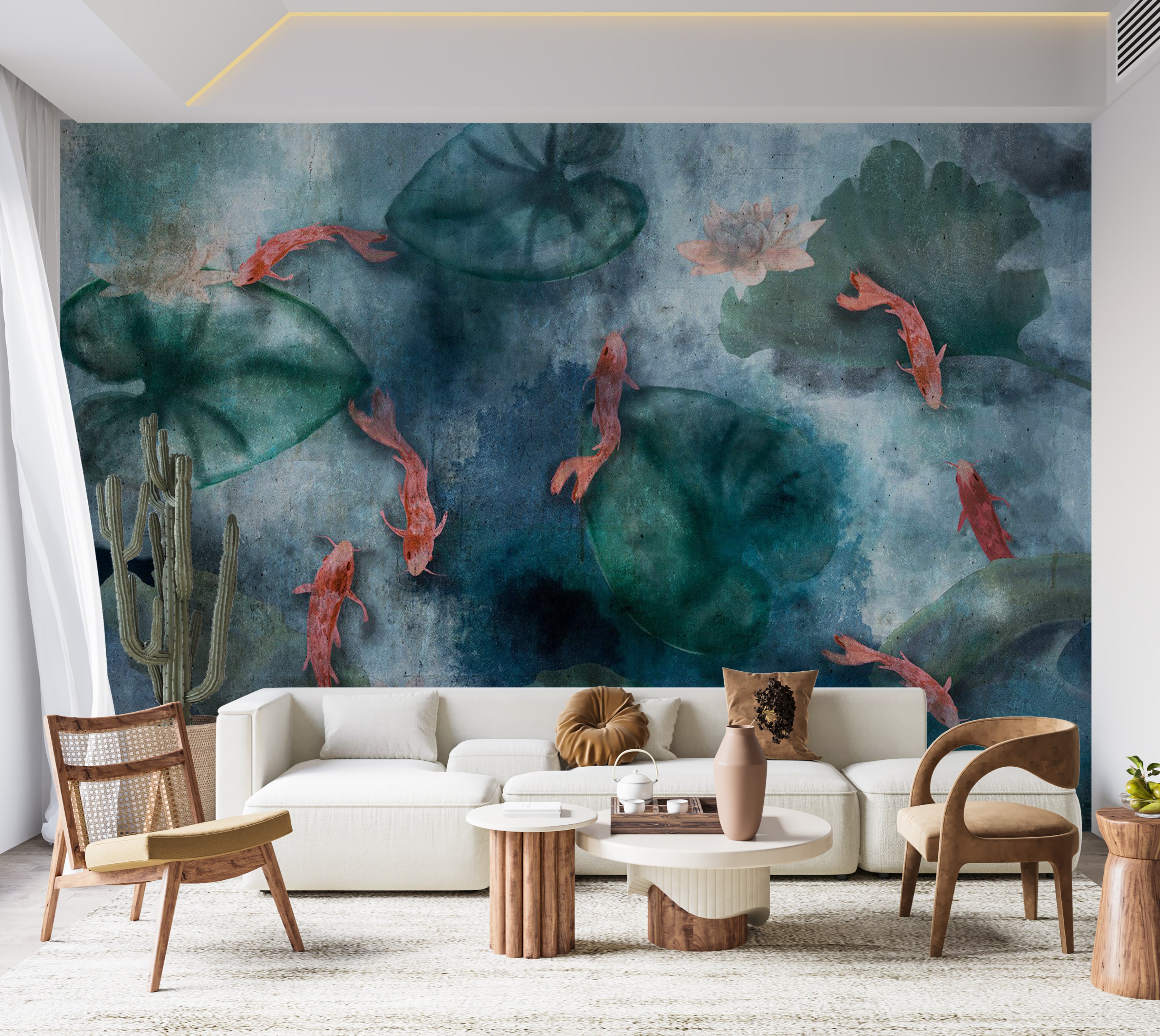 Animal Wallpaper Wall Mural - Fish in a Lake 39"Wx27"H / Standard