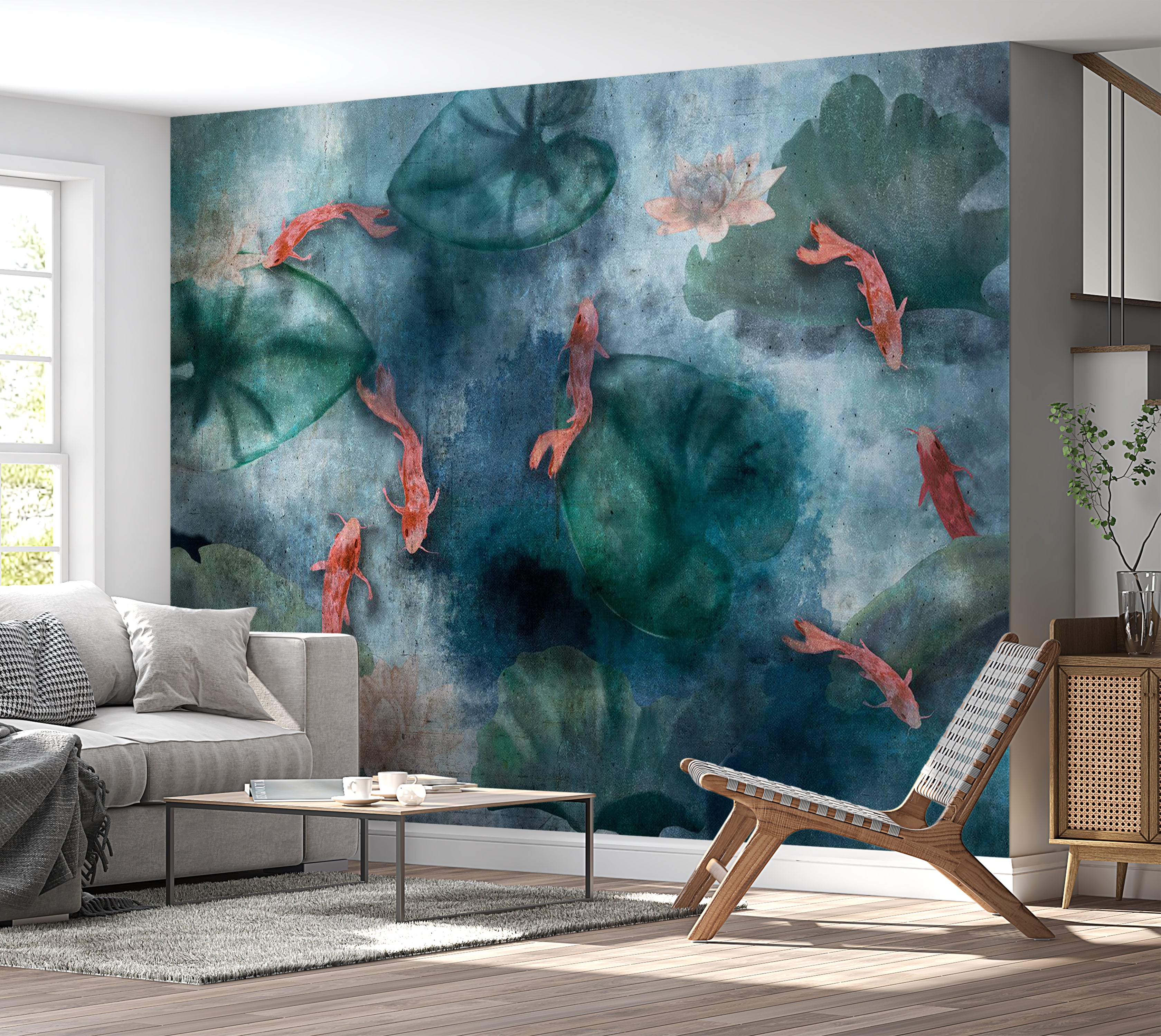 Animal Wallpaper Wall Mural - Fish in a Lake 39"Wx27"H / Standard