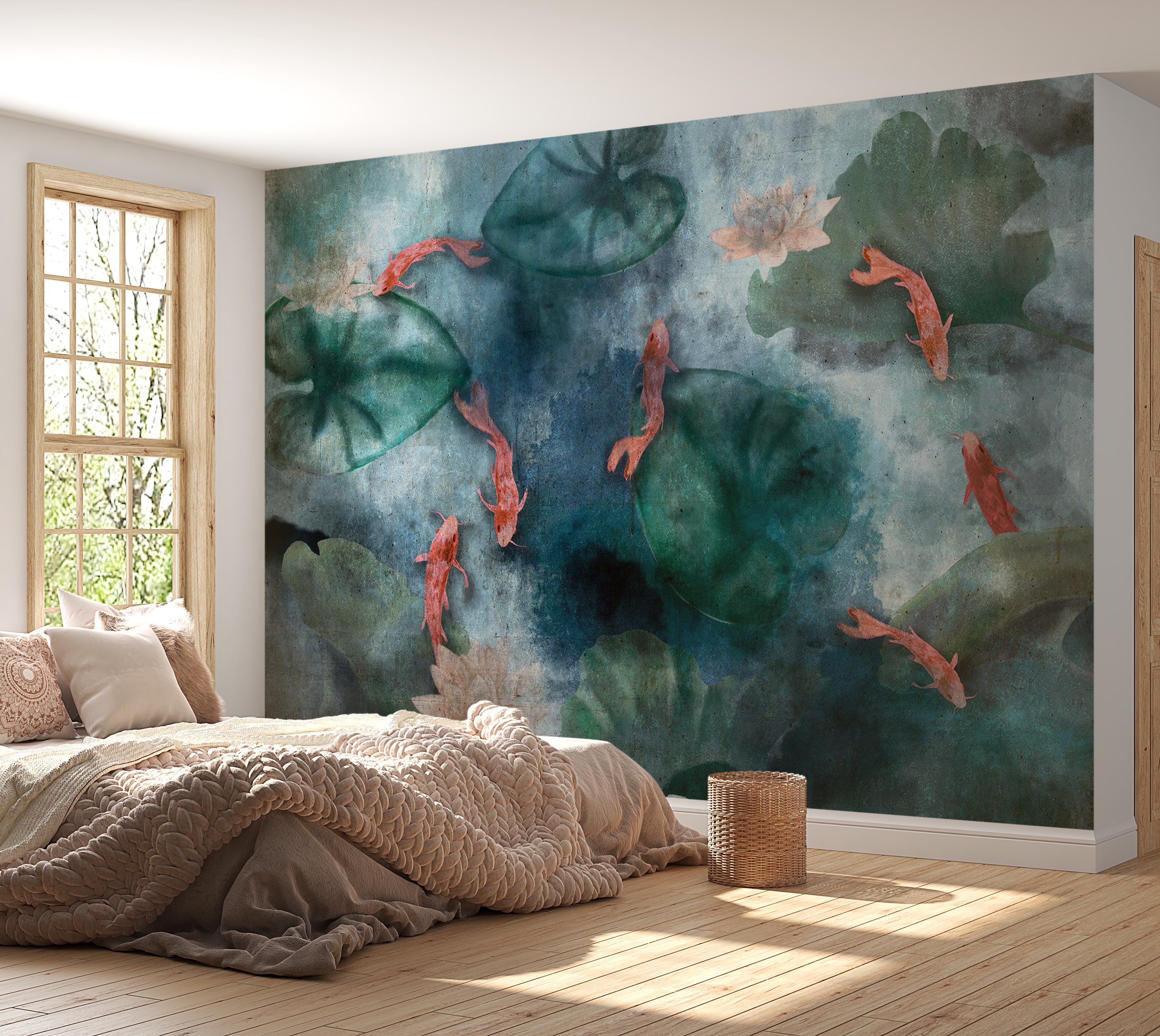 Animal Wallpaper Wall Mural - Fish in a Lake 39"Wx27"H / Standard