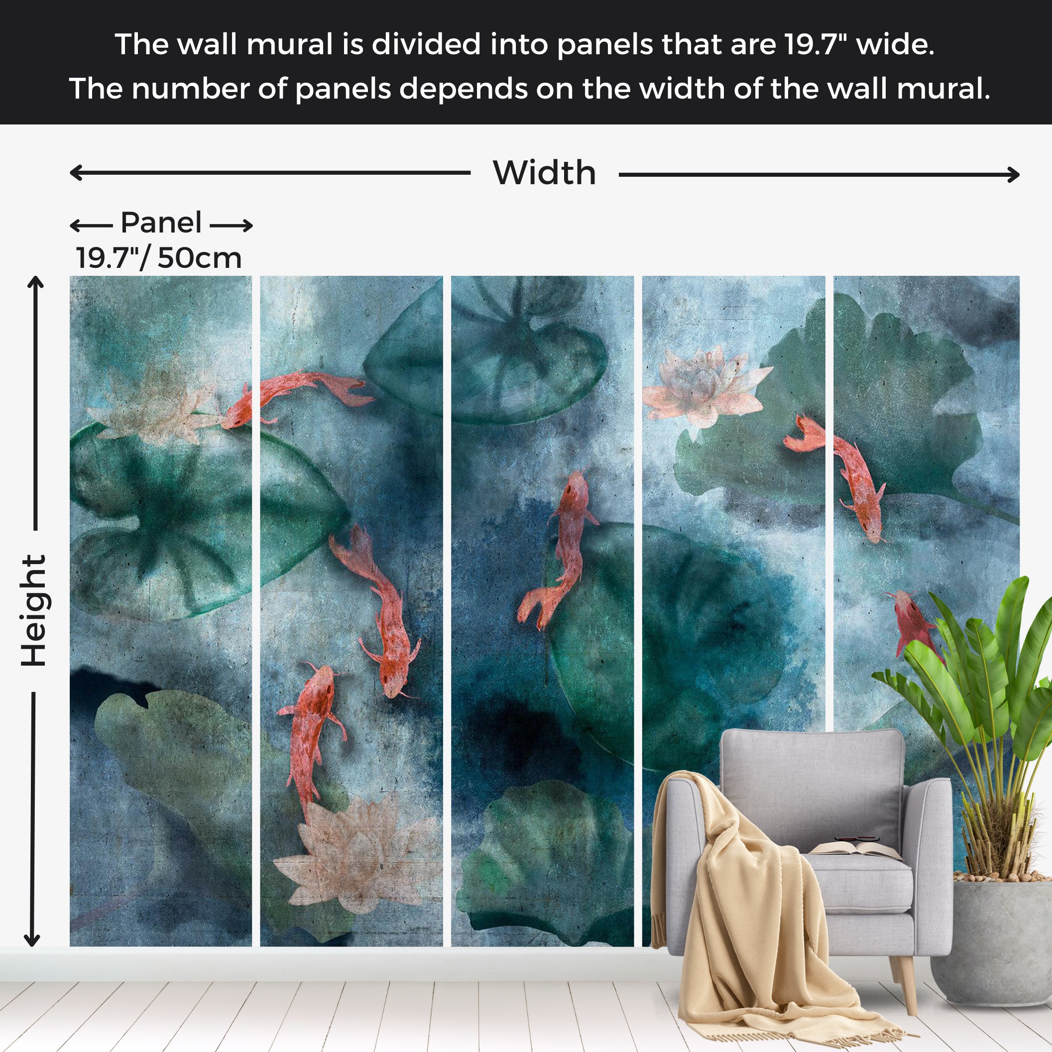 Animal Wallpaper Wall Mural - Fish in a Lake 39"Wx27"H / Standard