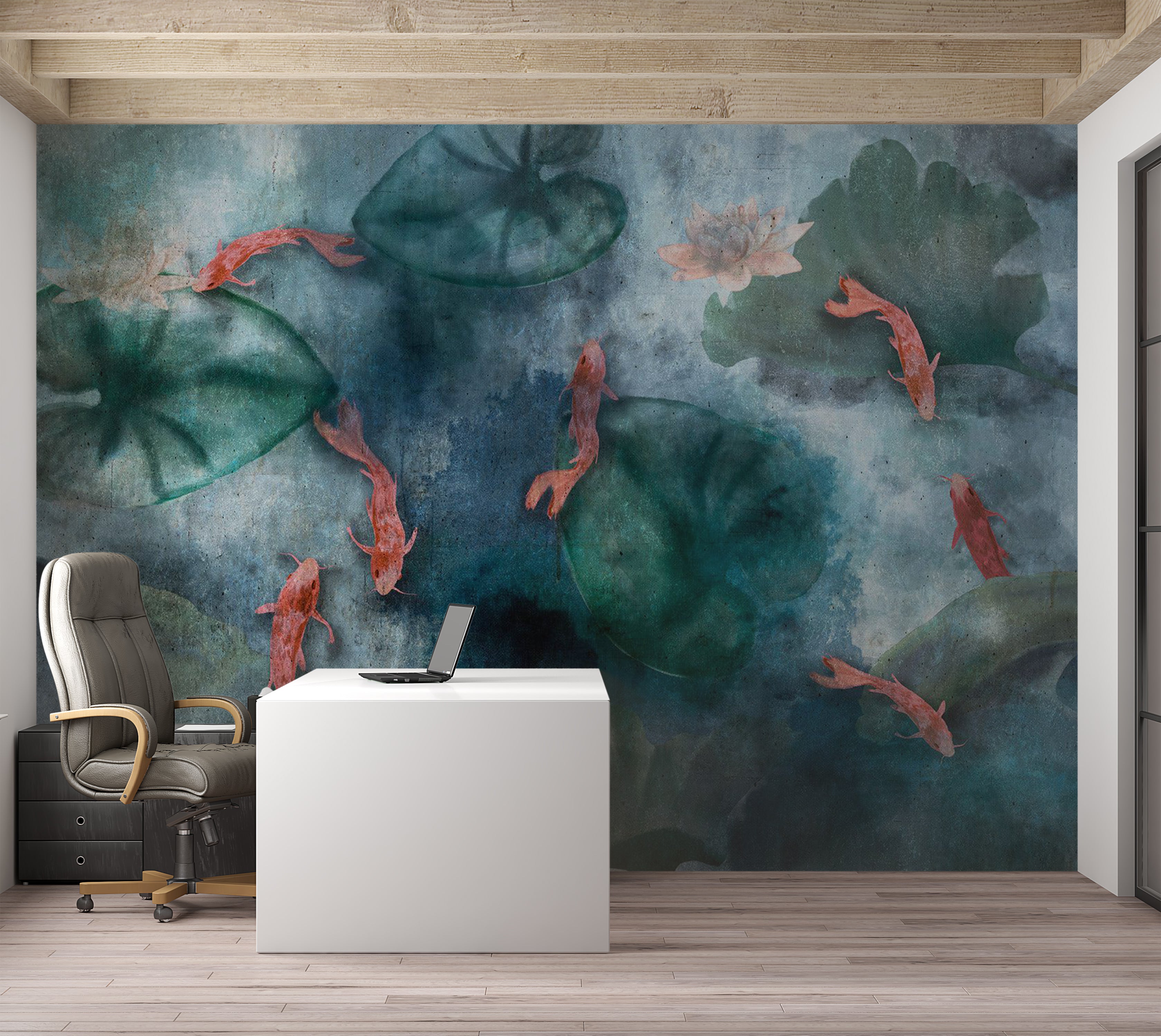 Animal Wallpaper Wall Mural - Fish in a Lake 39"Wx27"H / Standard