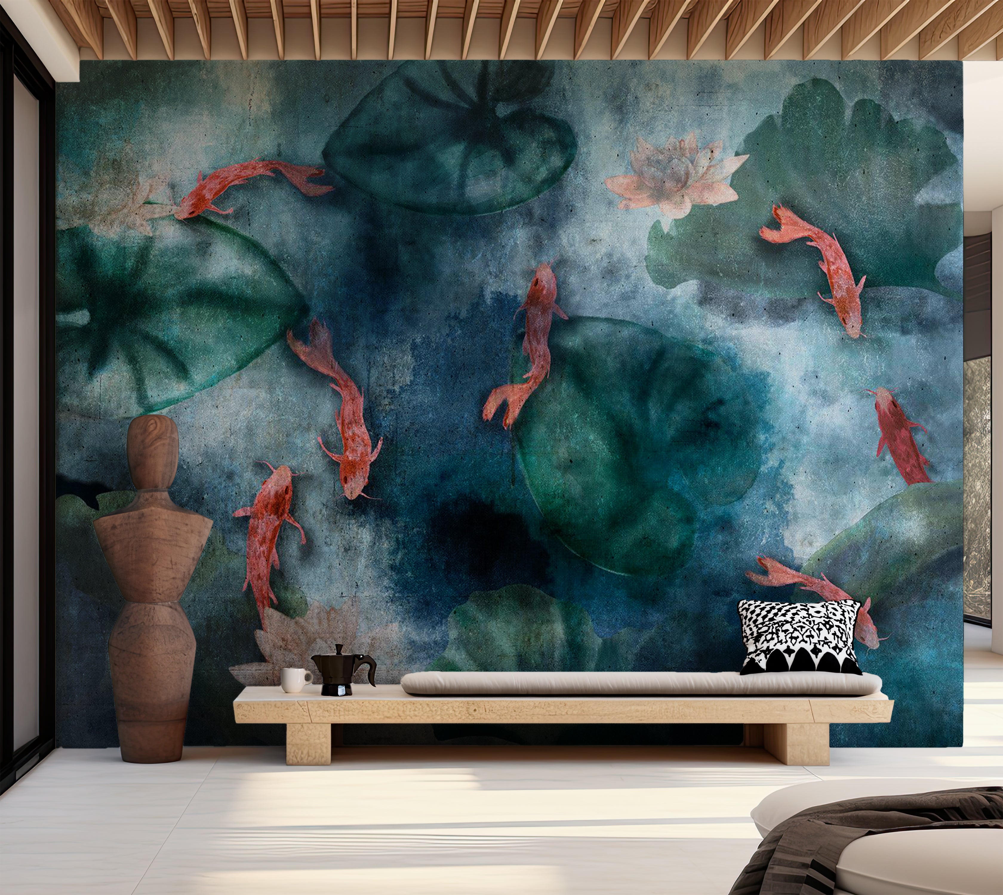 Animal Wallpaper Wall Mural - Fish in a Lake 39"Wx27"H / Standard