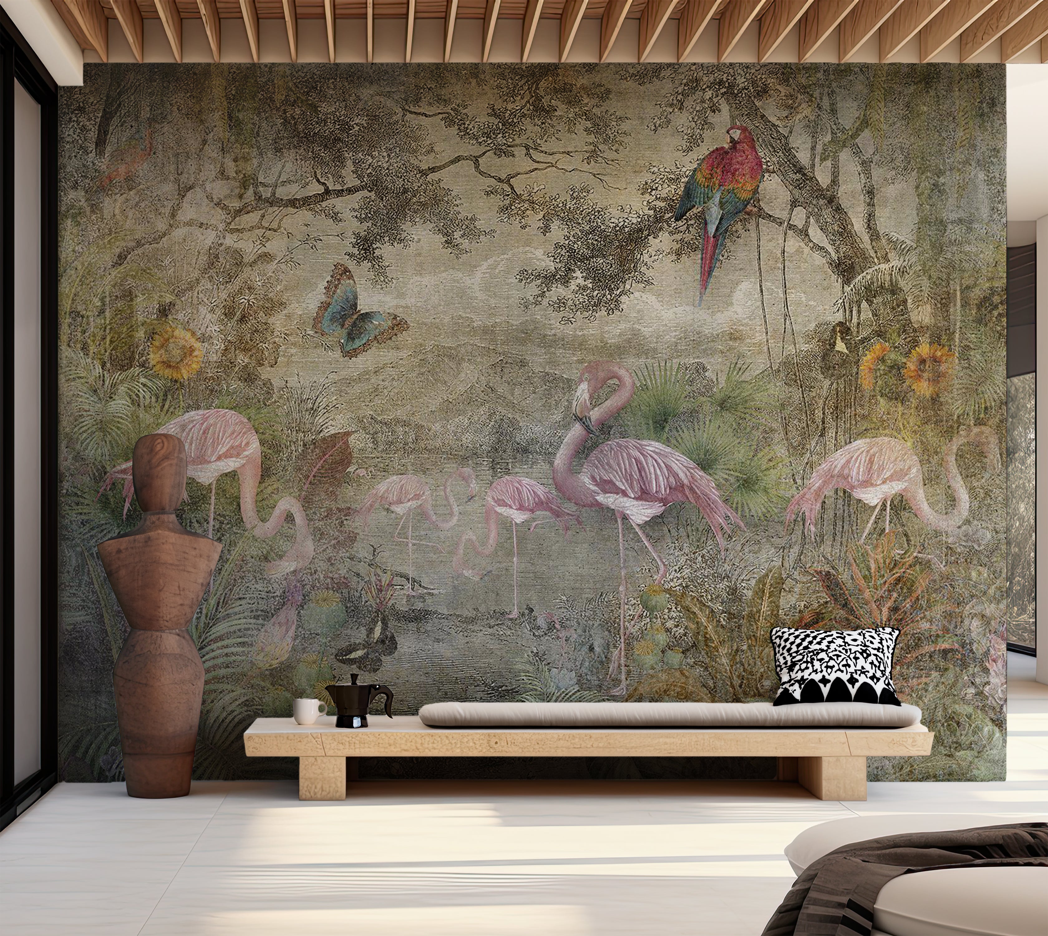 Animal Wallpaper Wall Mural - Wild Fauna and Flora 39"Wx27"H / Standard