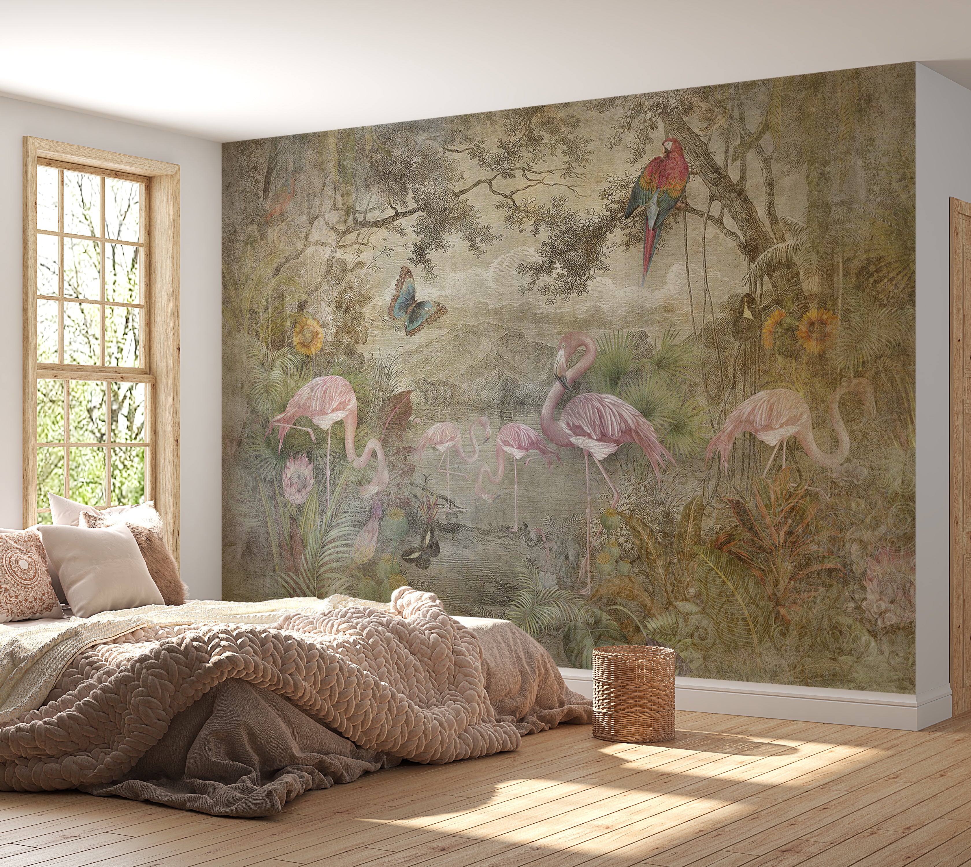 Animal Wallpaper Wall Mural - Wild Fauna and Flora 39"Wx27"H / Standard