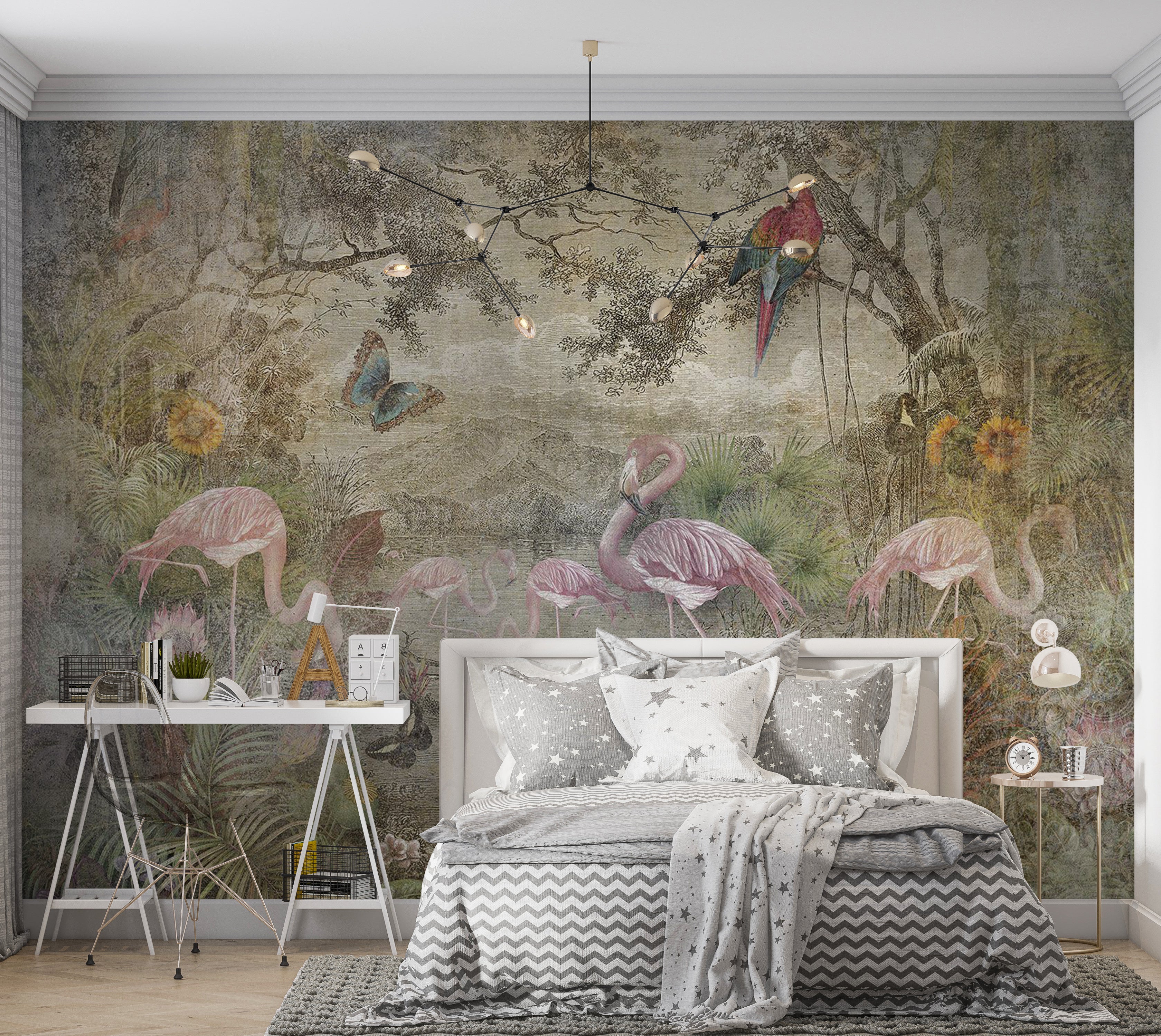 Animal Wallpaper Wall Mural - Wild Fauna and Flora 39"Wx27"H / Standard