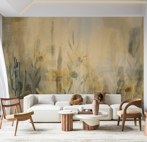 Botanical Wallpaper Wall Mural - A Touch of Summer 39"Wx27"H / Standard