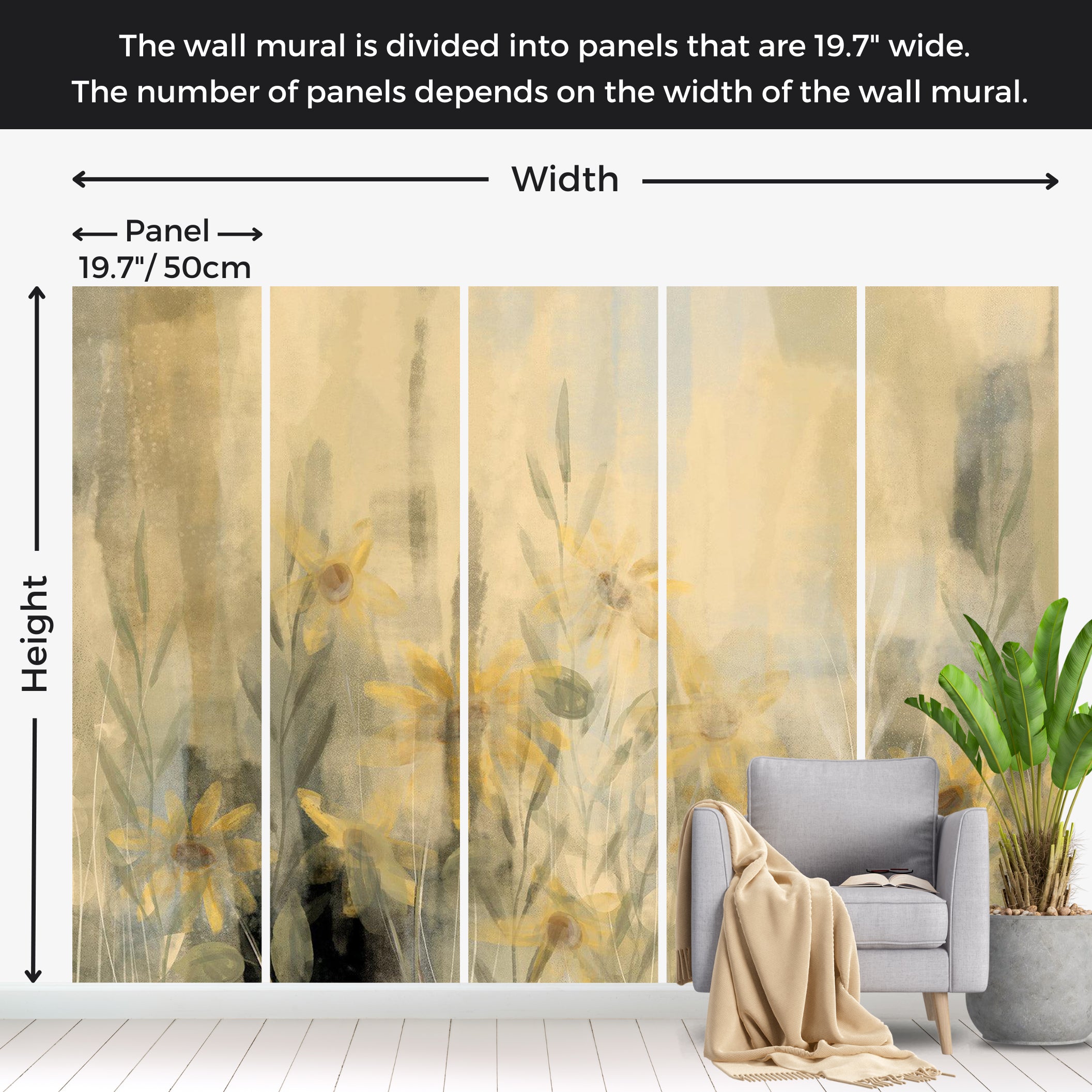 Botanical Wallpaper Wall Mural - A Touch of Summer 39"Wx27"H / Standard