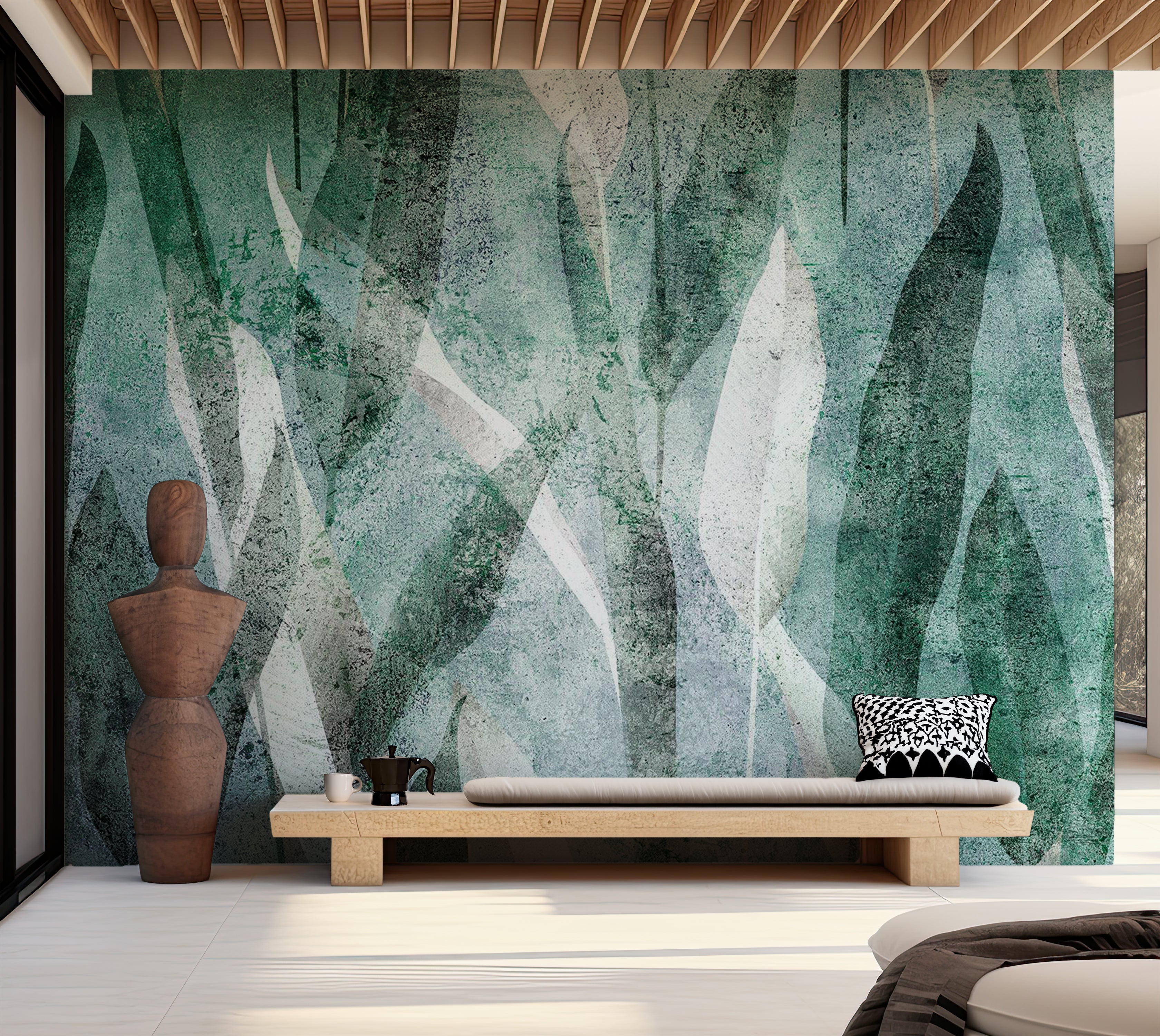 Botanical Wallpaper Wall Mural - Abstract Vintage Plants 39"Wx27"H / Standard