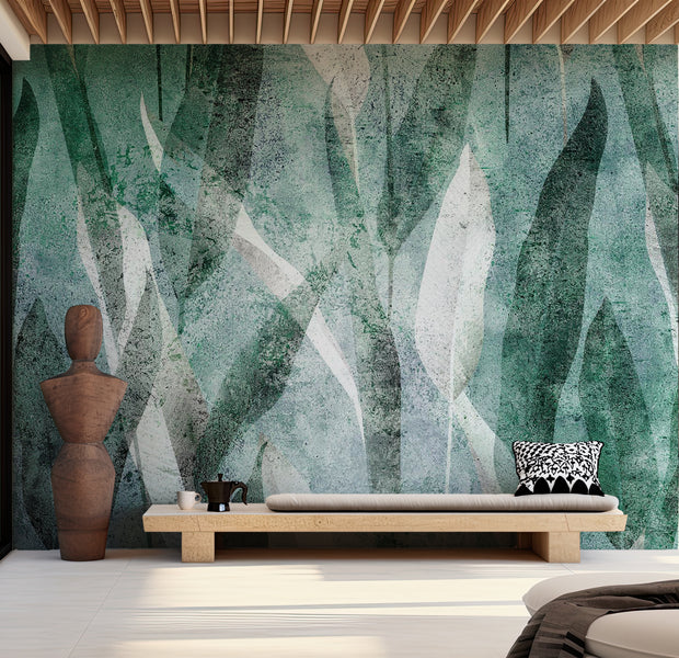 Botanical Wallpaper Wall Mural - Abstract Vintage Plants 39"Wx27"H / Standard