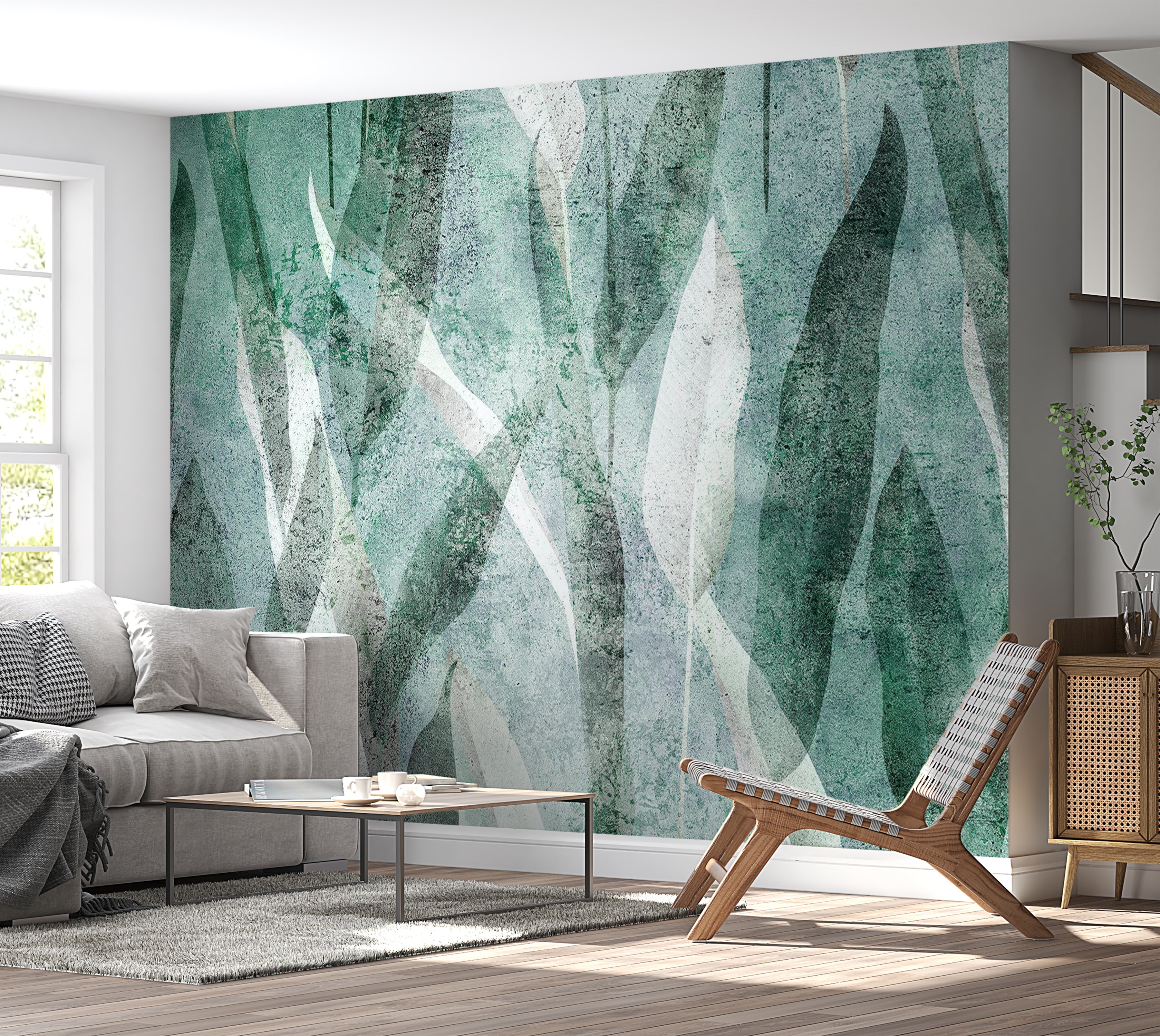 Botanical Wallpaper Wall Mural - Abstract Vintage Plants 39"Wx27"H / Standard