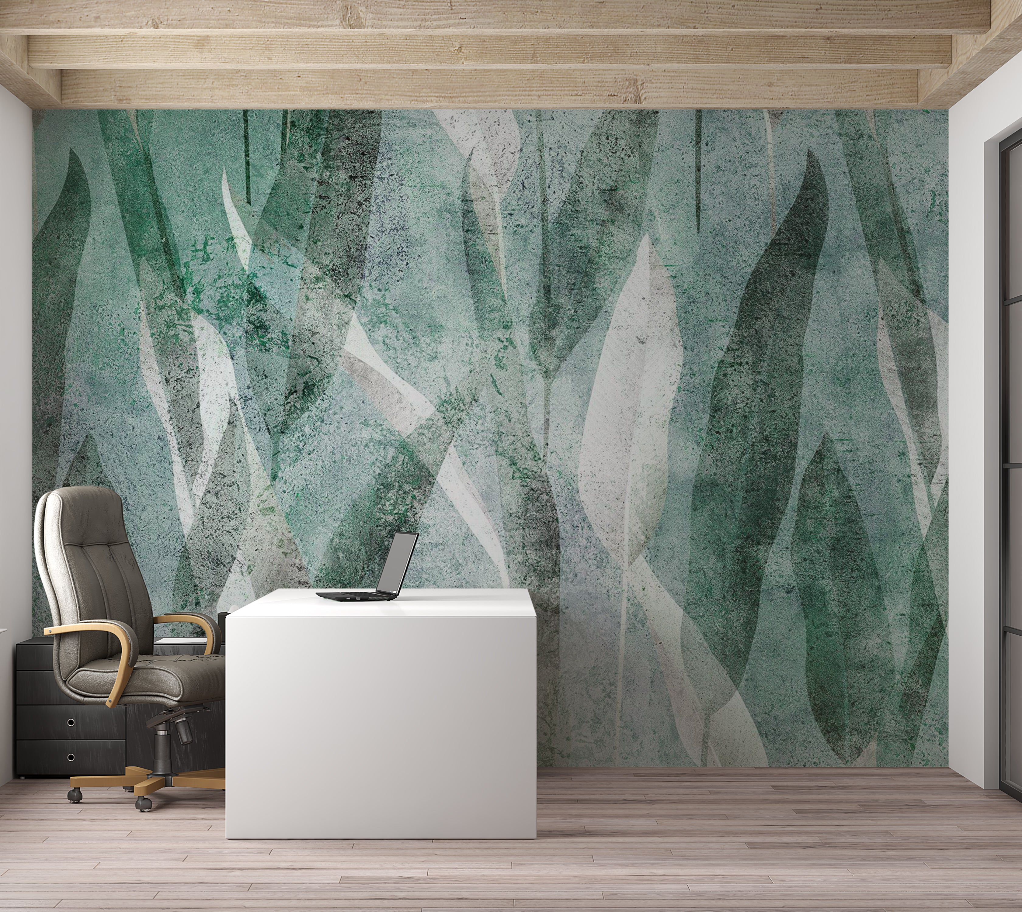 Botanical Wallpaper Wall Mural - Abstract Vintage Plants 39"Wx27"H / Standard