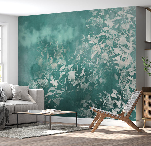 Botanical Wallpaper Wall Mural - Blue Garden 39"Wx27"H / Standard