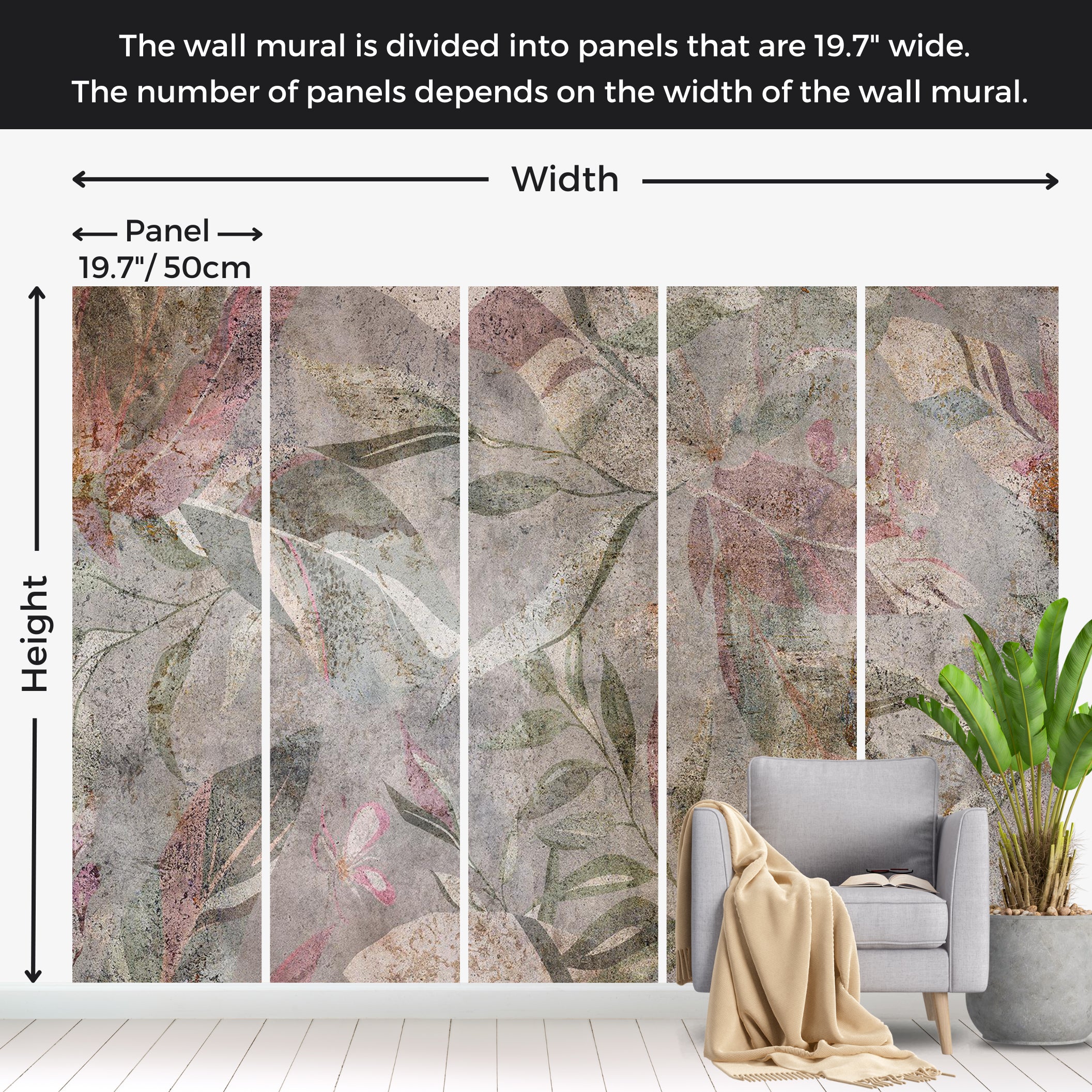 Botanical Wallpaper Wall Mural - Colors of Venetian Frescoes 39"Wx27"H / Standard