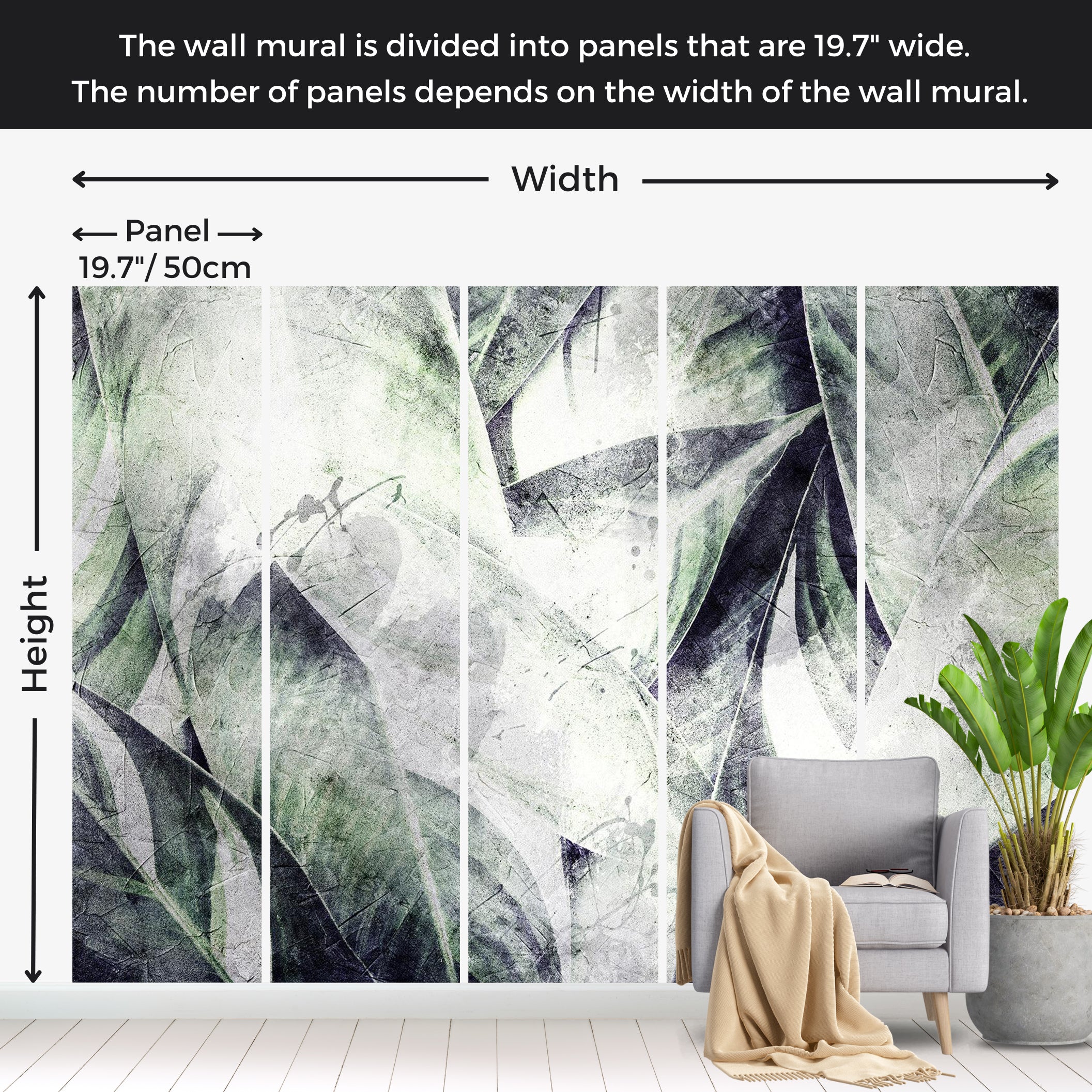 Botanical Wallpaper Wall Mural - Eclectic Jungle 39"Wx27"H / Standard