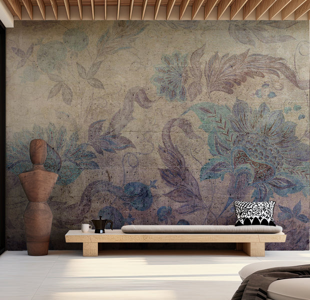 Botanical Wallpaper Wall Mural - Floral Decorations Vintage Style 39"Wx27"H / Standard