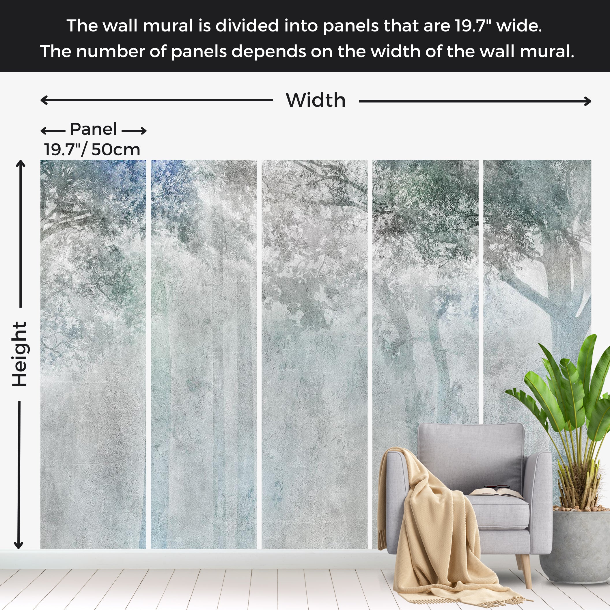 Botanical Wallpaper Wall Mural - Gentle Breeze in The Forest 39"Wx27"H / Standard