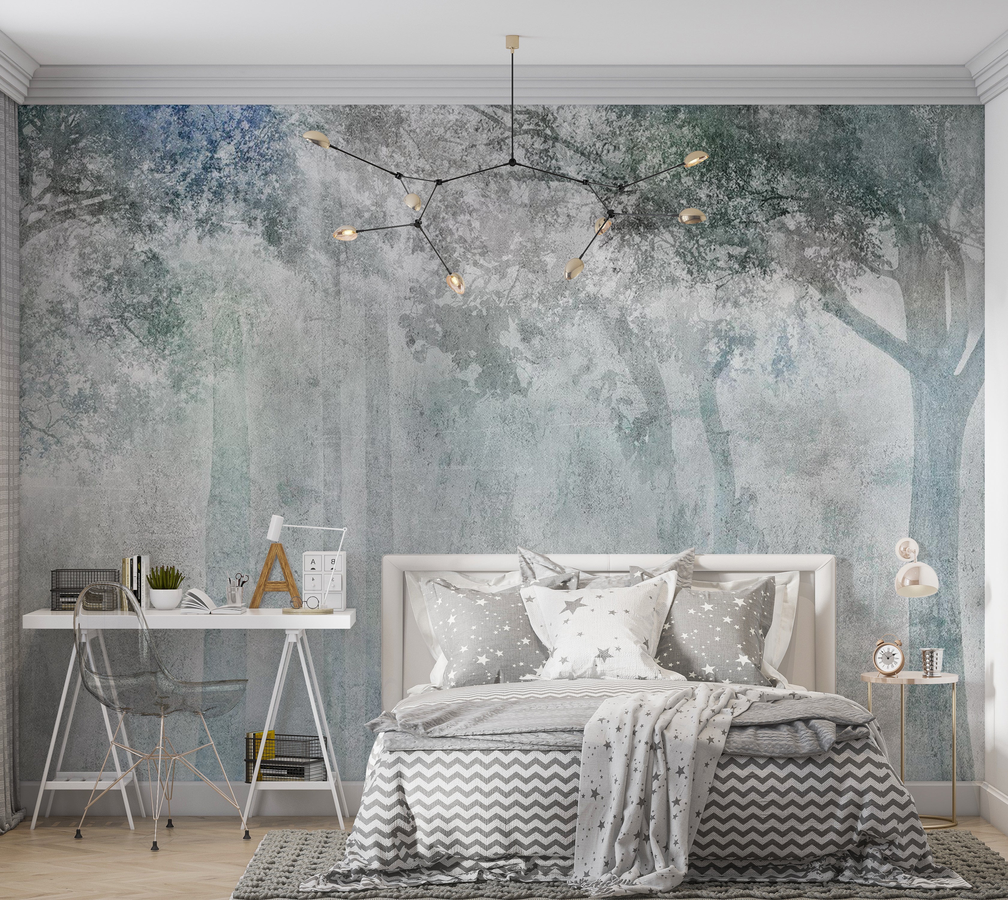 Botanical Wallpaper Wall Mural - Gentle Breeze in The Forest 39"Wx27"H / Standard