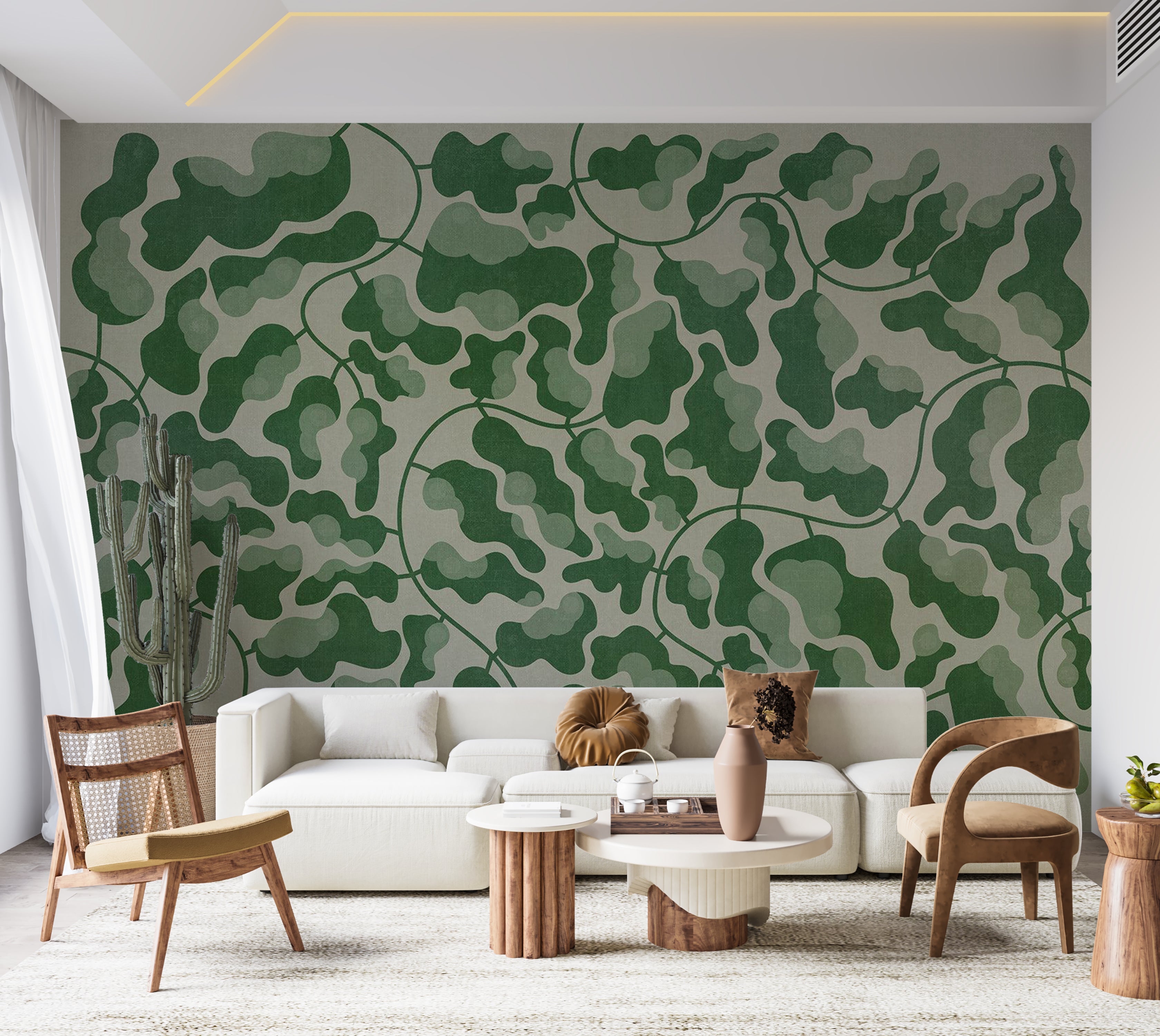 Botanical Wallpaper Wall Mural - Green Labyrinth 39"Wx27"H / Standard