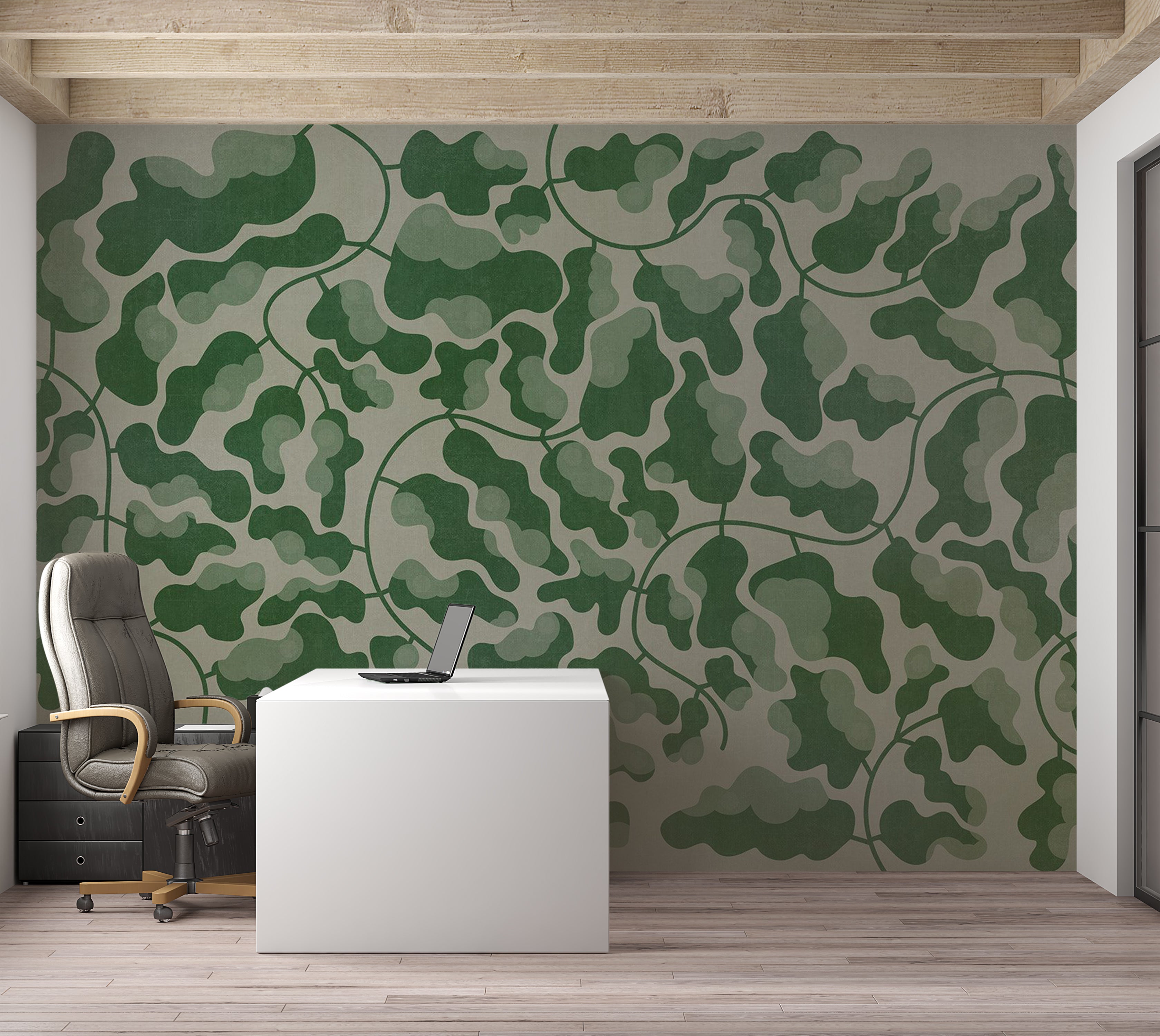 Botanical Wallpaper Wall Mural - Green Labyrinth 39"Wx27"H / Standard