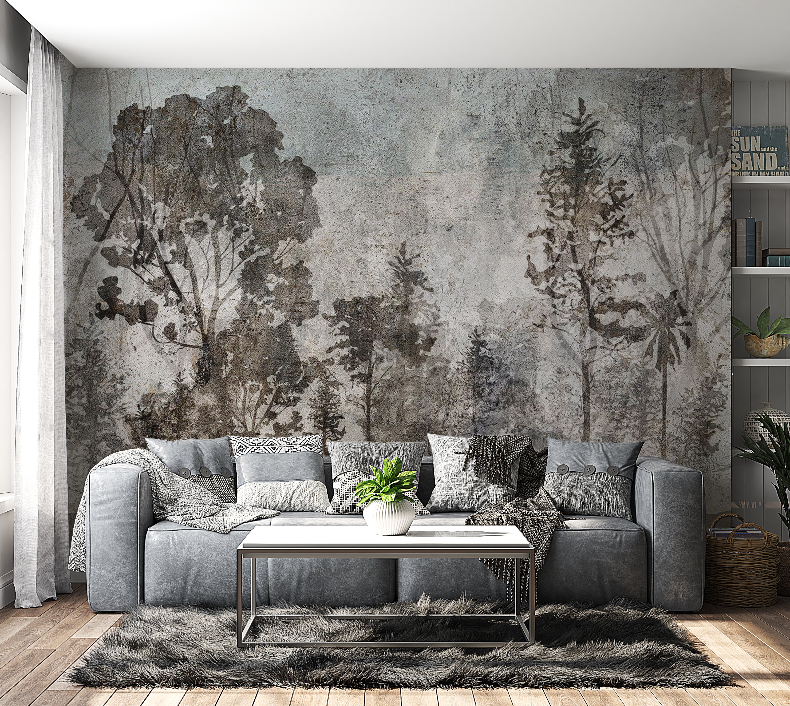 Botanical Wallpaper Wall Mural - Symbiosis With Nature 39"Wx27"H / Standard