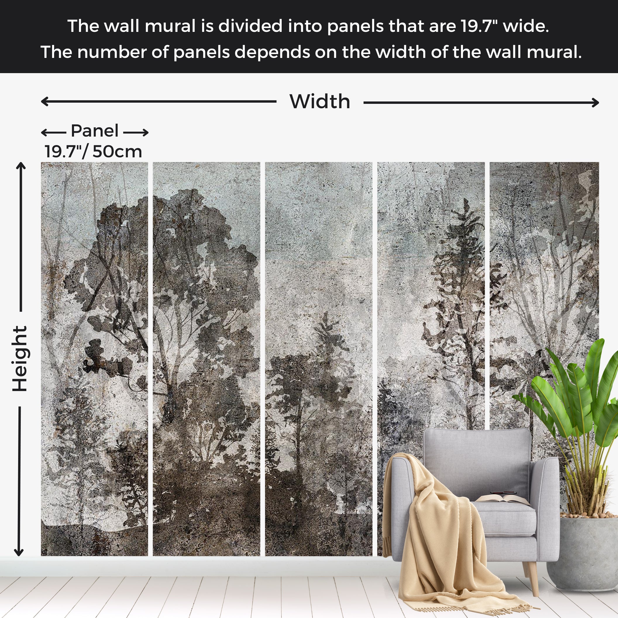 Botanical Wallpaper Wall Mural - Symbiosis With Nature 39"Wx27"H / Standard