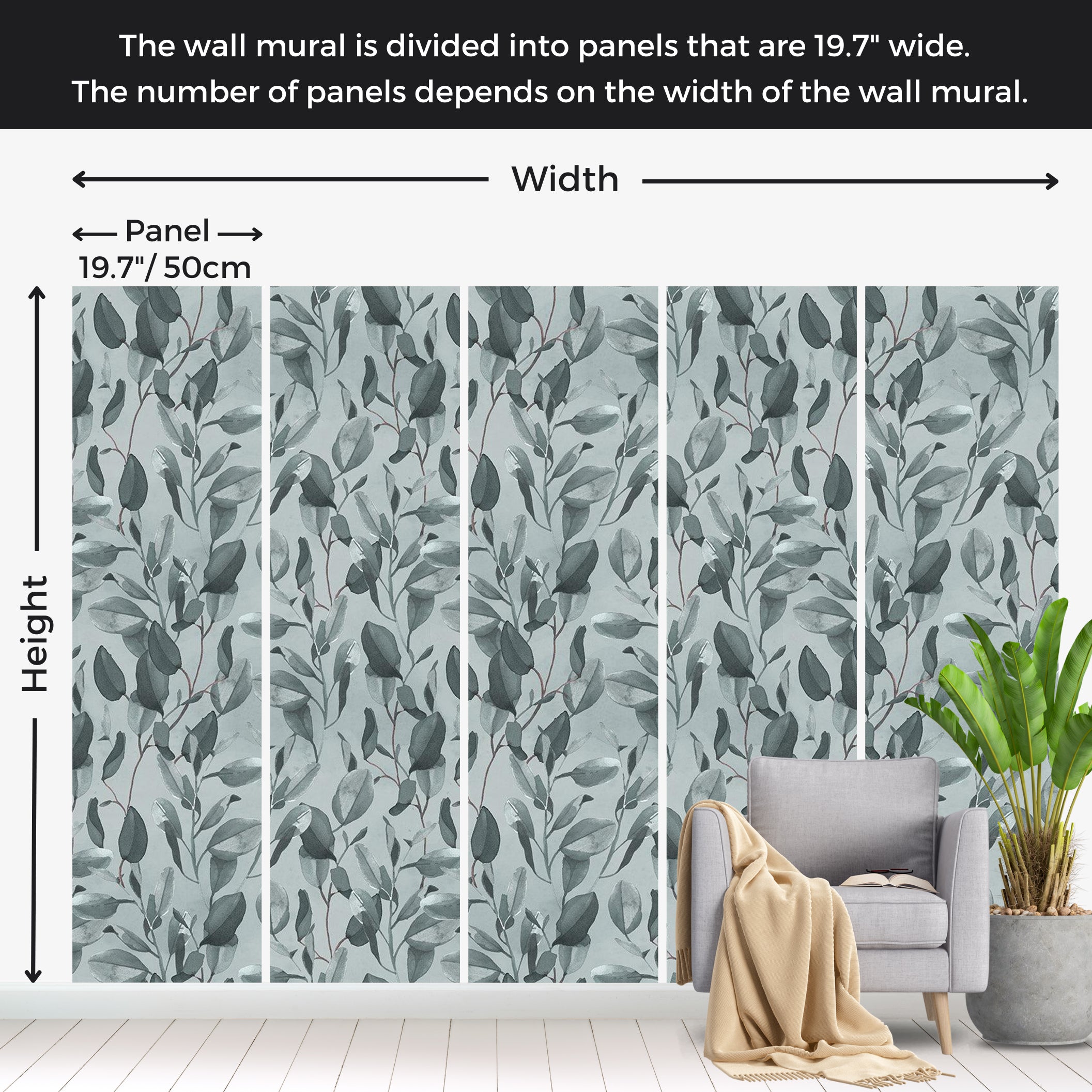 Botanical Wallpaper Wall Mural - Tangled Nature 39"Wx27"H / Standard