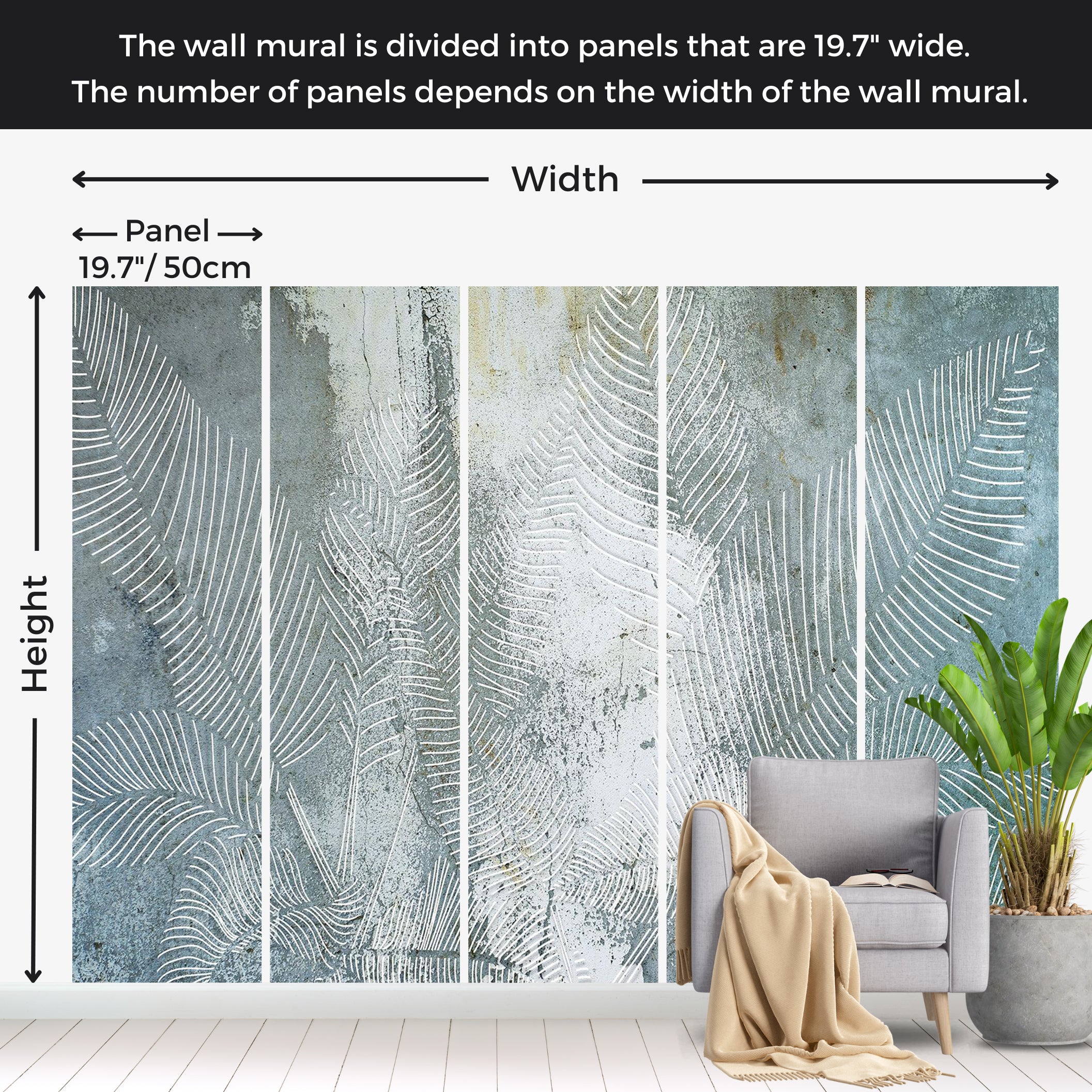 Botanical Wallpaper Wall Mural - Venetian Whispers 39"Wx27"H / Standard