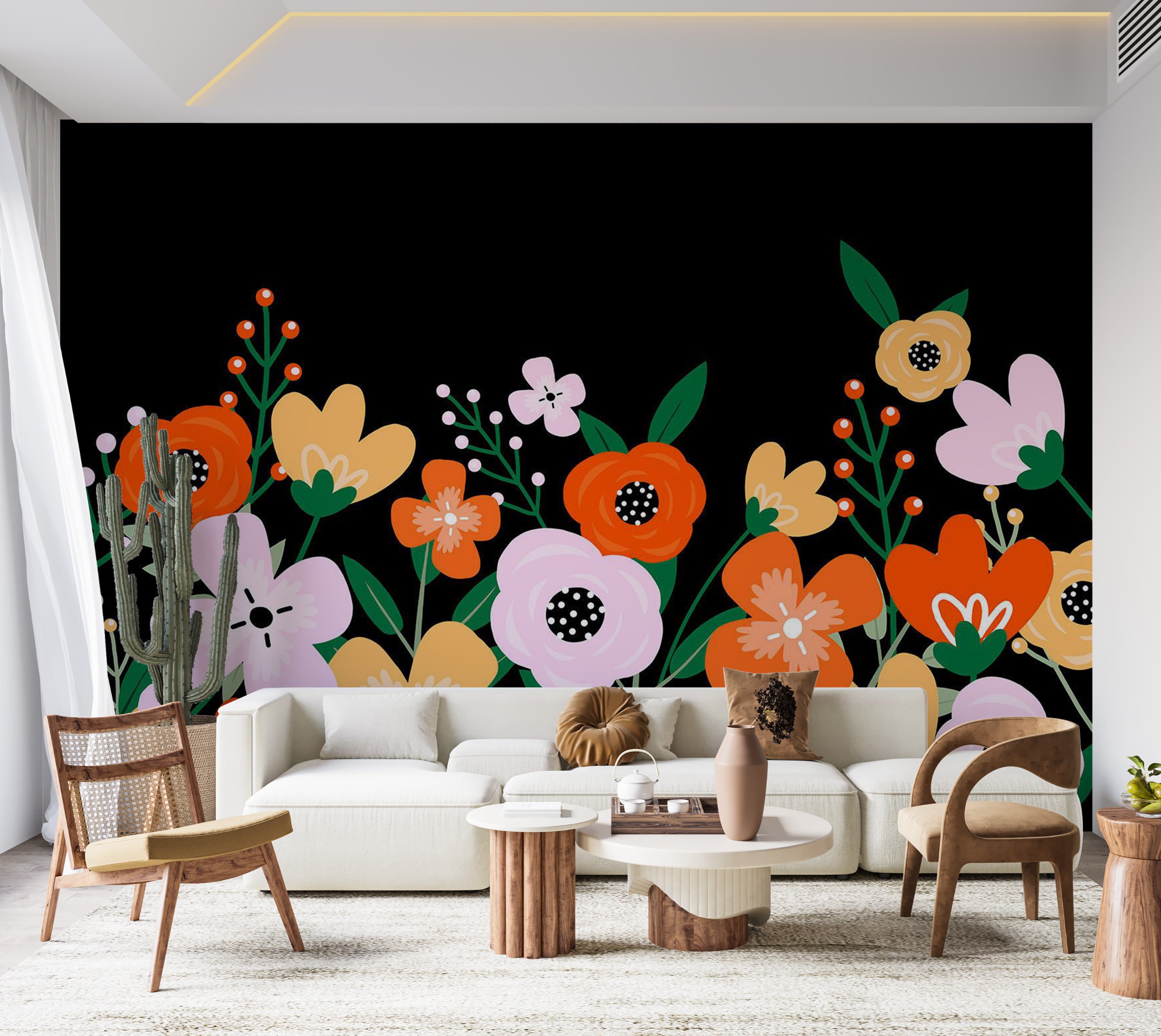 Floral Wallpaper Wall Mural - Colorful Abstract Bloom 39"Wx27"H / Standard
